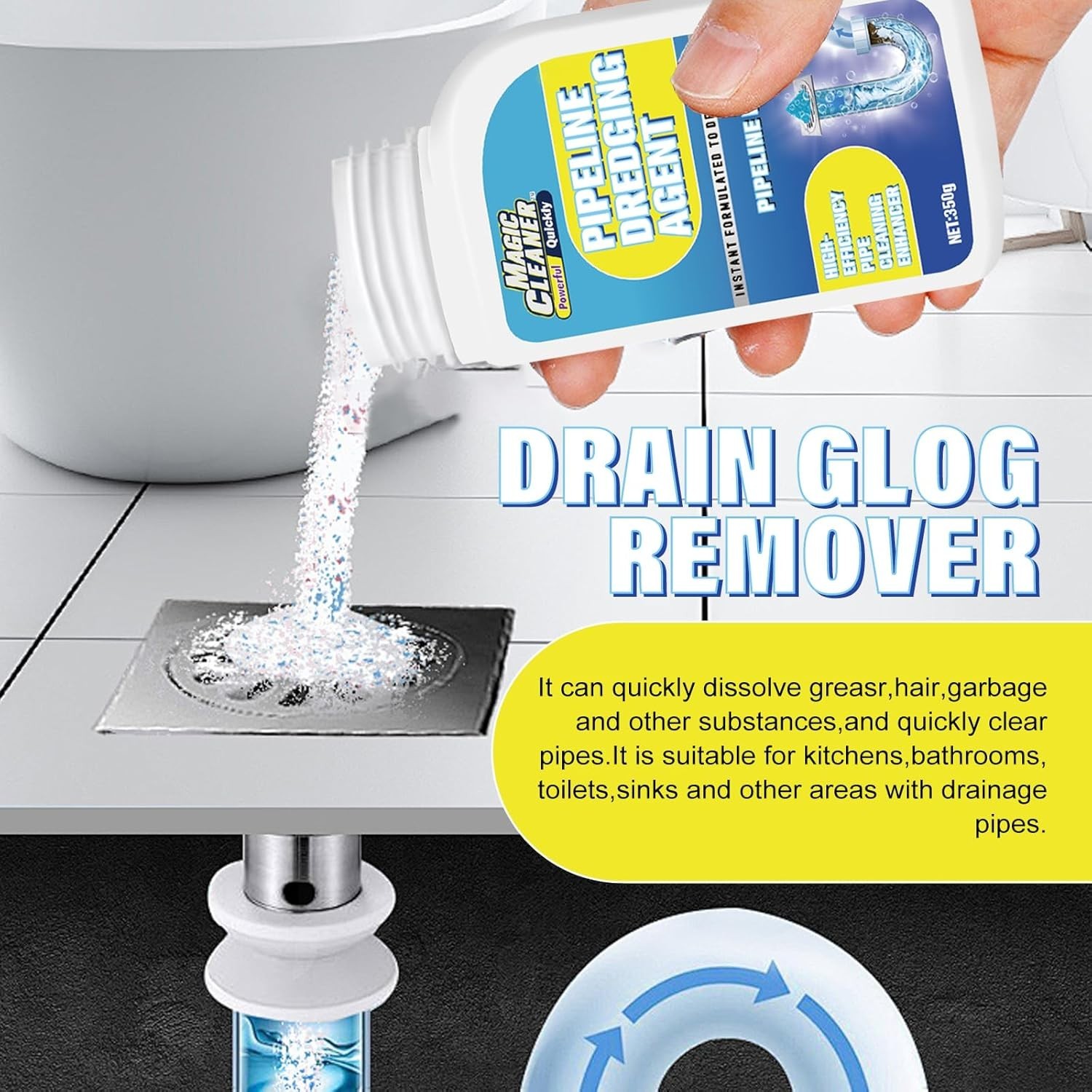 LOT OF 2 DrainPro Powerful Pipe Dredging Agent, Quick Cleaning Drain Cleaner NEW