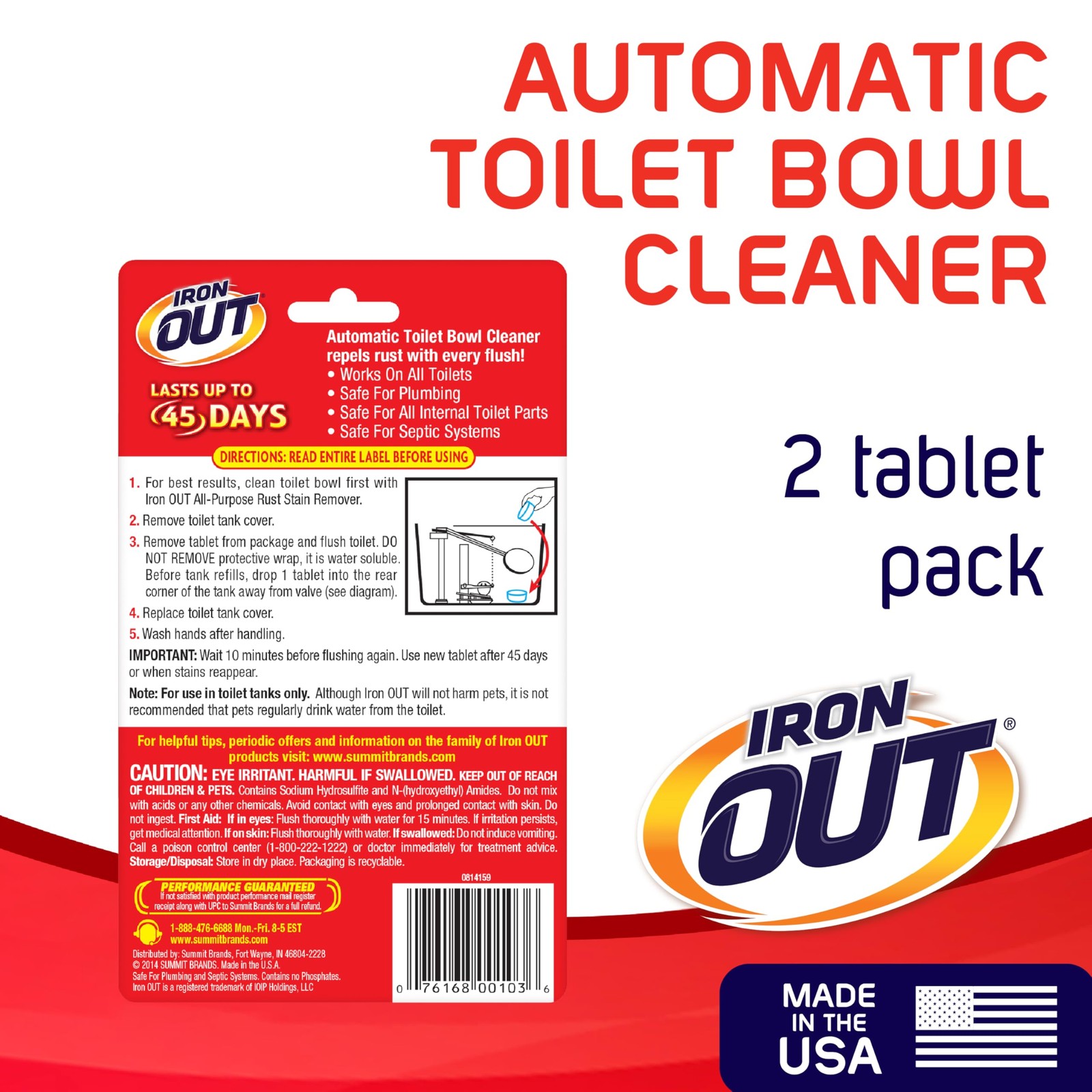 Iron OUT Automatic Toilet Bowl Cleaner Tablets, Helps Remove Prevent Rust Stains