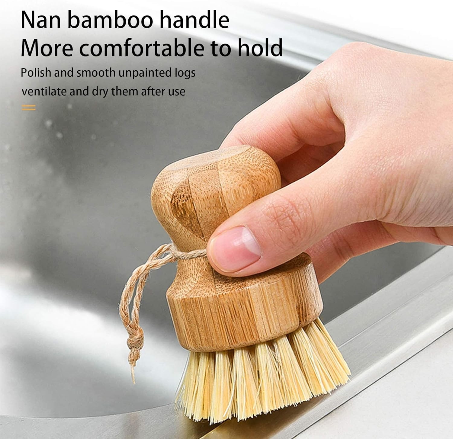 Eco-Friendly Bamboo Round Scrub Brush for Household Cleaning and Vegetables