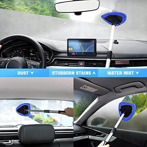 Windshield Cleaning Tool, Car Window Cleaner with Extendable Long Handle and