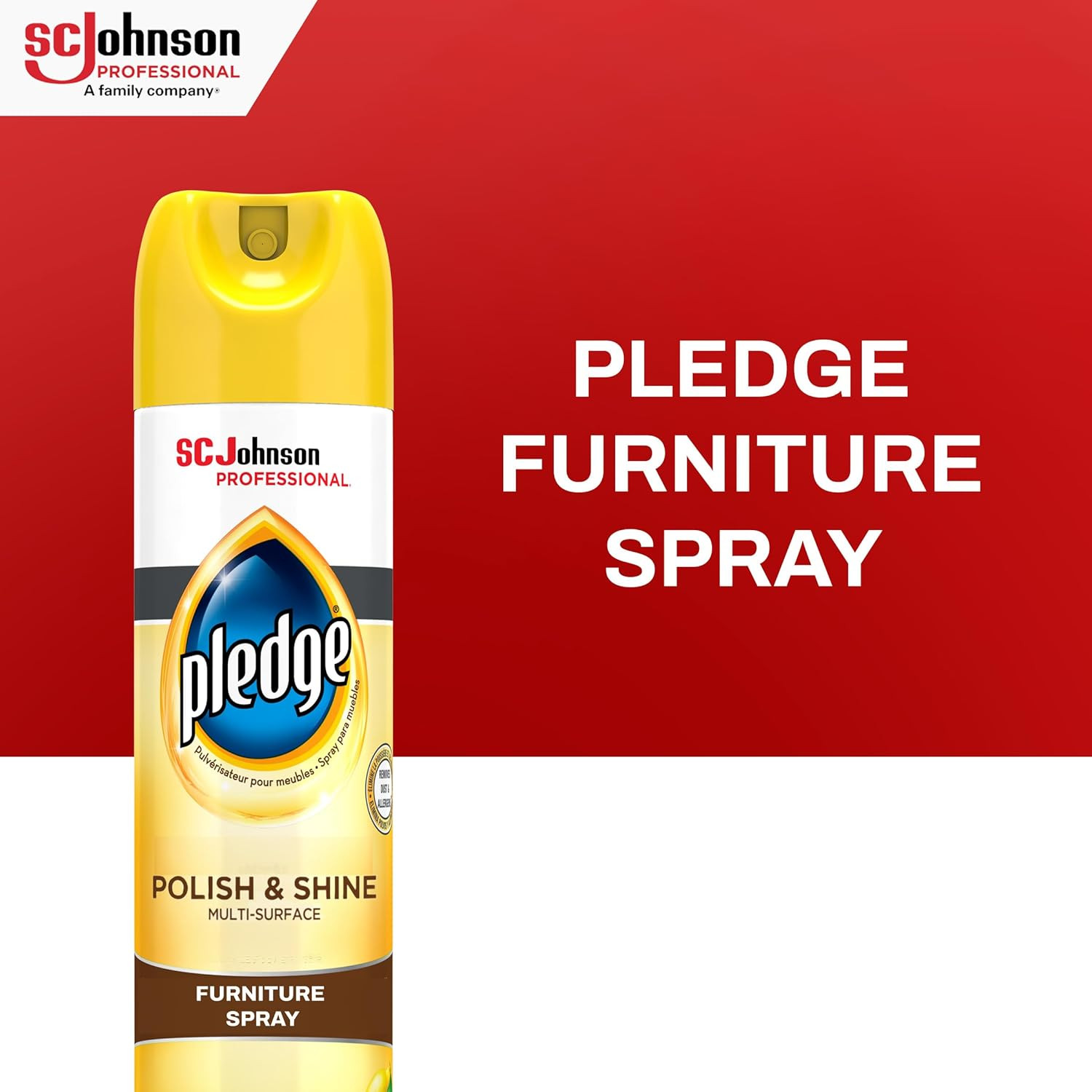 Pledge Lemon Scent Polish & Shine for Wood – 6 Pack, 14.2 Fl Oz Each
