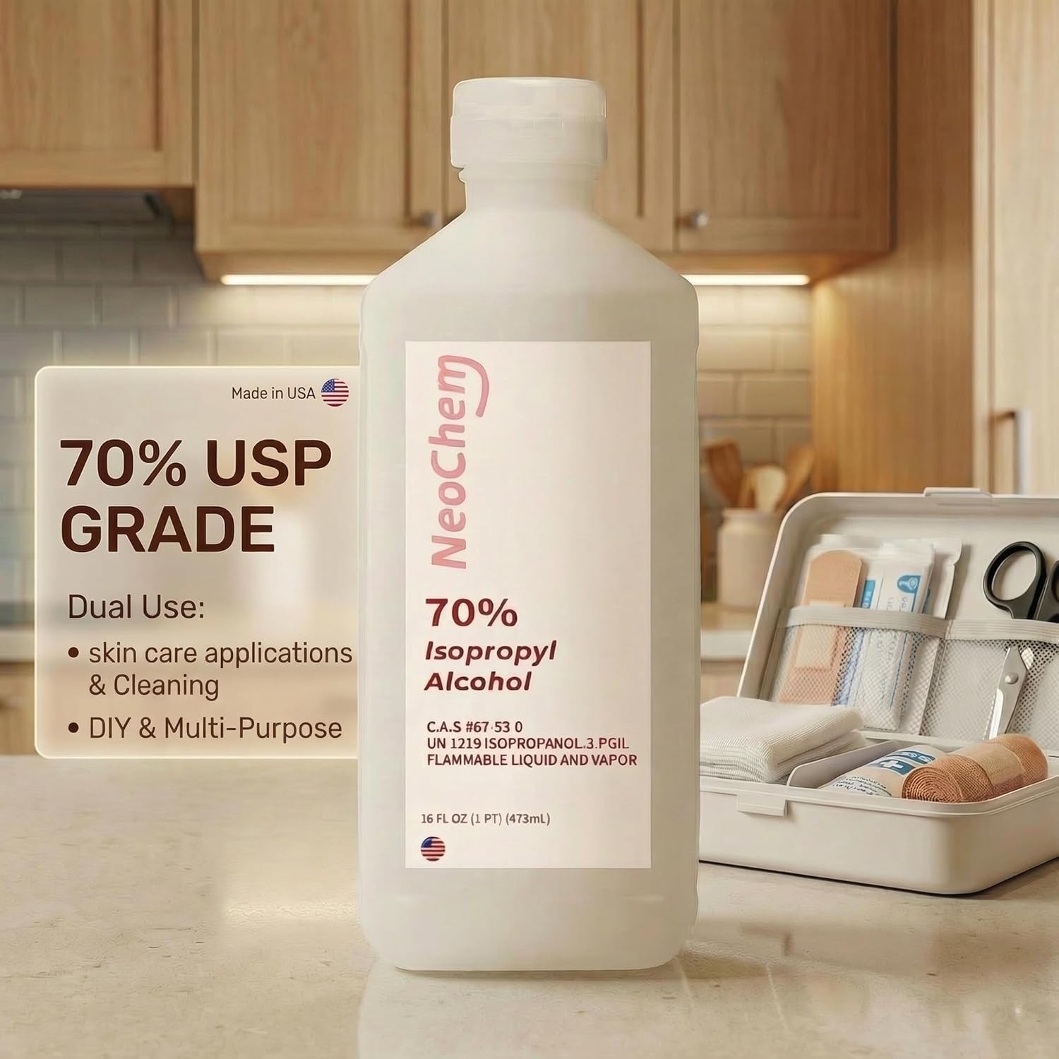70% Isopropyl Alcohol 16 oz for Surface Cleaning, Home Cleaning, Salons