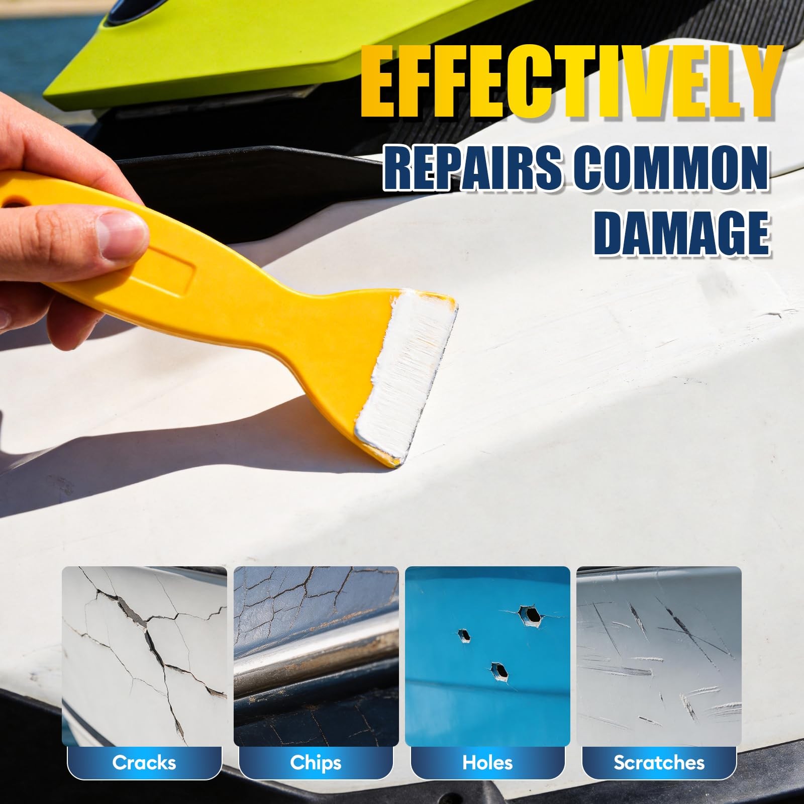 Marine Fiberglass Repair Kit, Gel Coat Repair Kit for Boats with Color Match, Fi