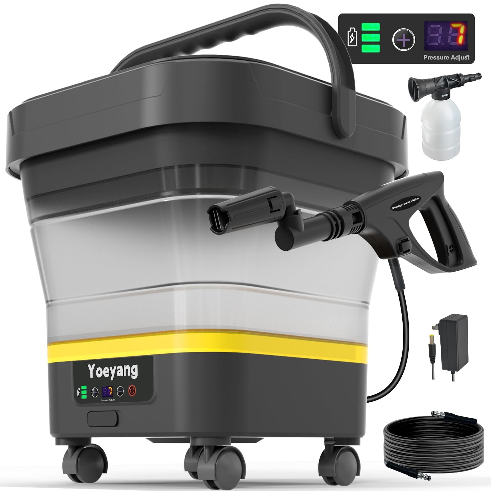 Portable Cordless Cleaner with Tank: Foldable Electric Cleaning Tool, 3.4 Gal…