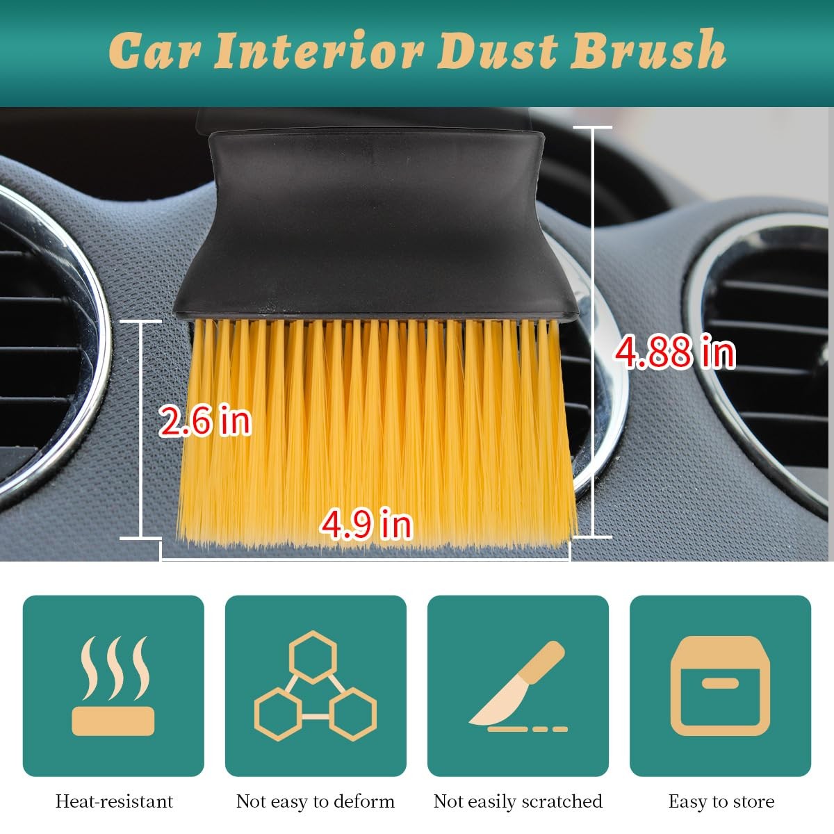 7PCS Car Detailing Brush Set, Ultra Soft Boars Hair Car Interior Detailing Br…