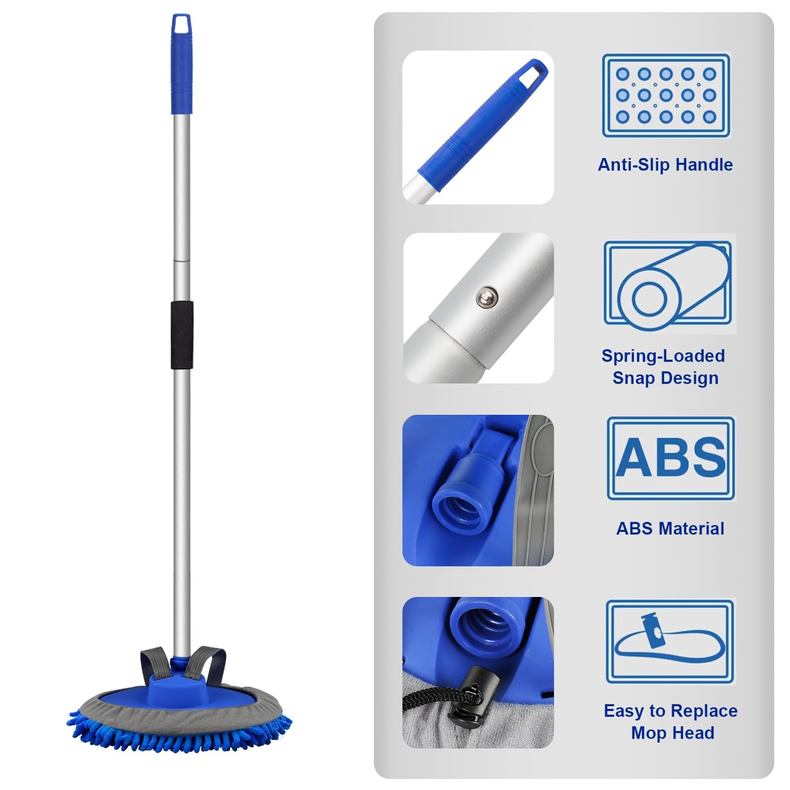 62 Microfiber Car Wash Brush With Long Handle Car Washing Mop Kit Mitt Sponge C