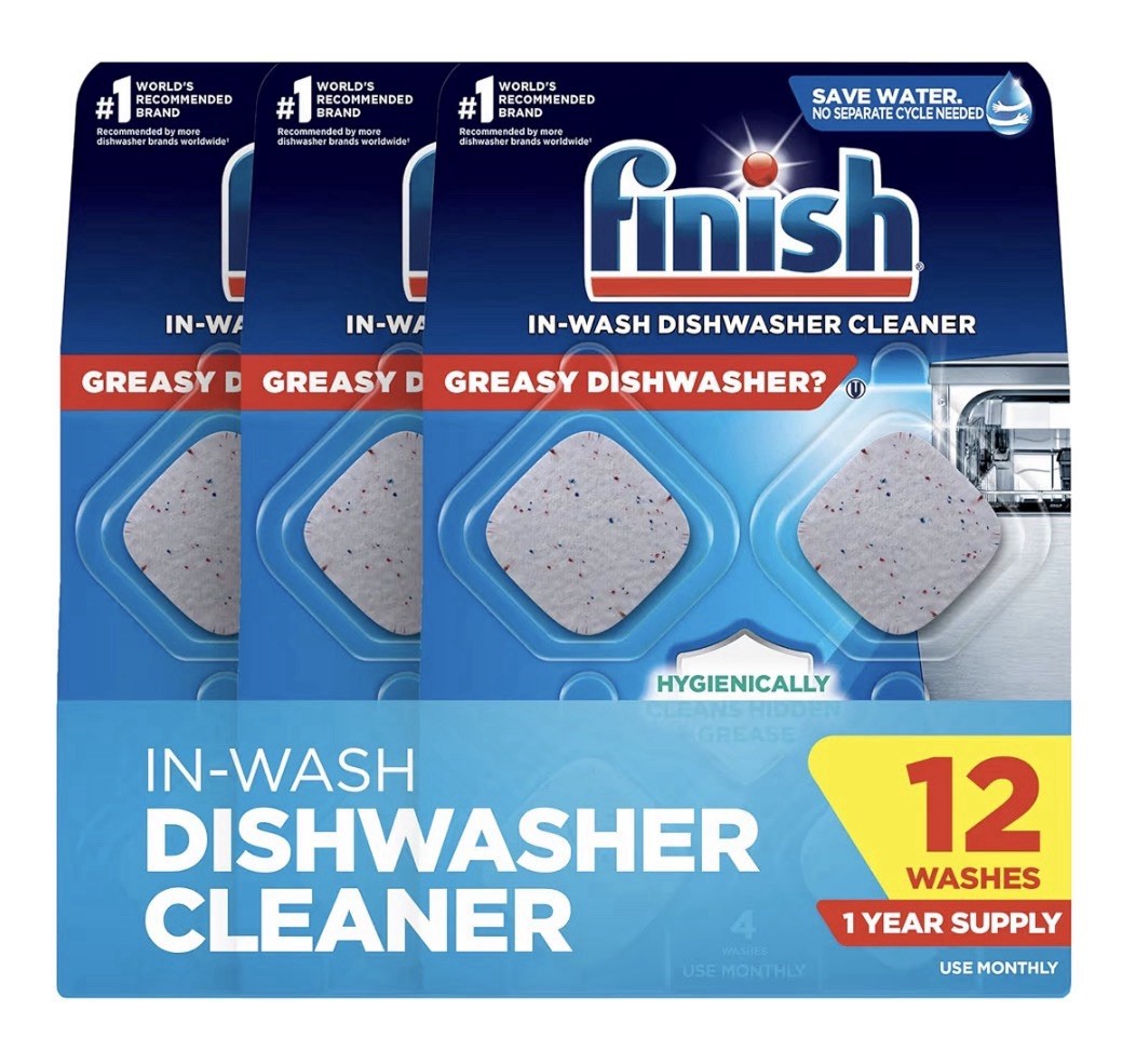 12 Pcs Finish Dishwasher Cleaner Tablets Deep Cleans Hidden Grease & Grime