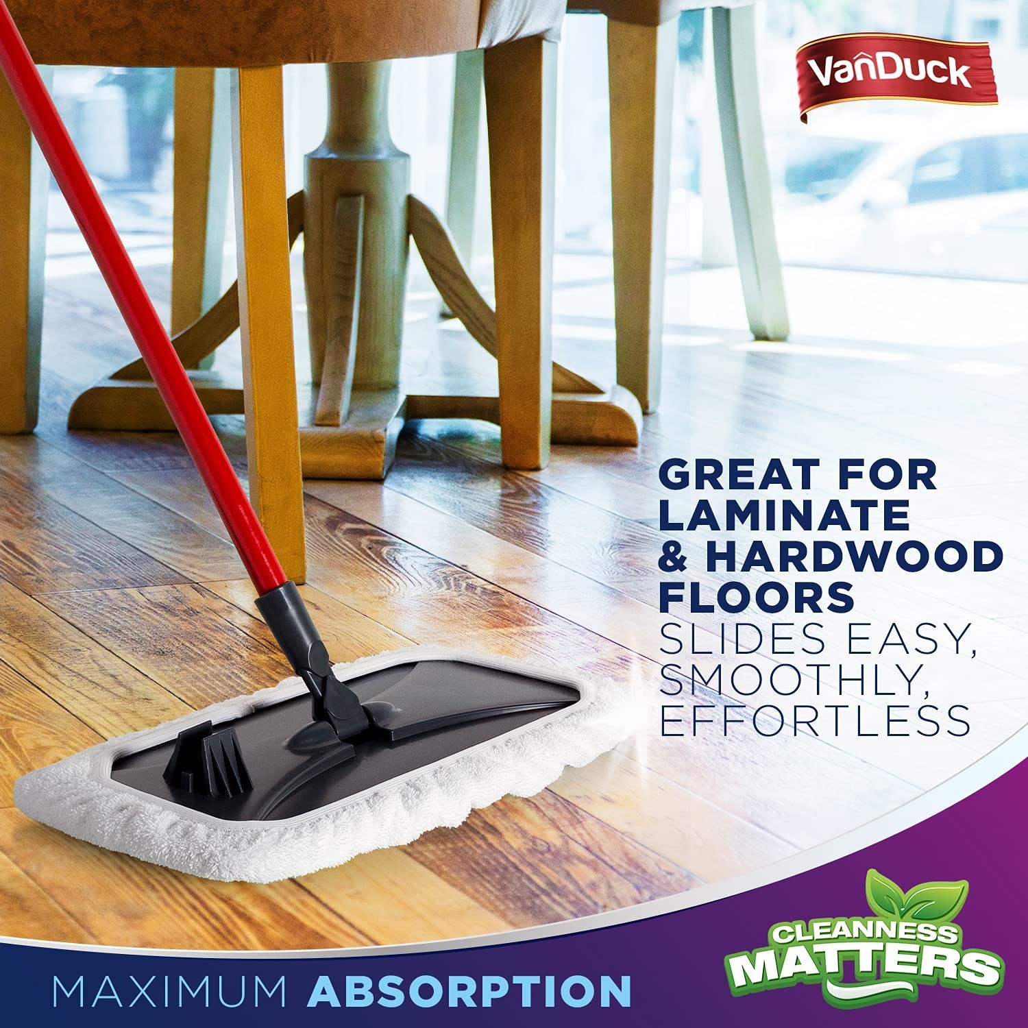 VanDuck 100% Cotton Pad Terry Cloth Mop Refills 15×8 inches, 2 Pack (Mop is N…