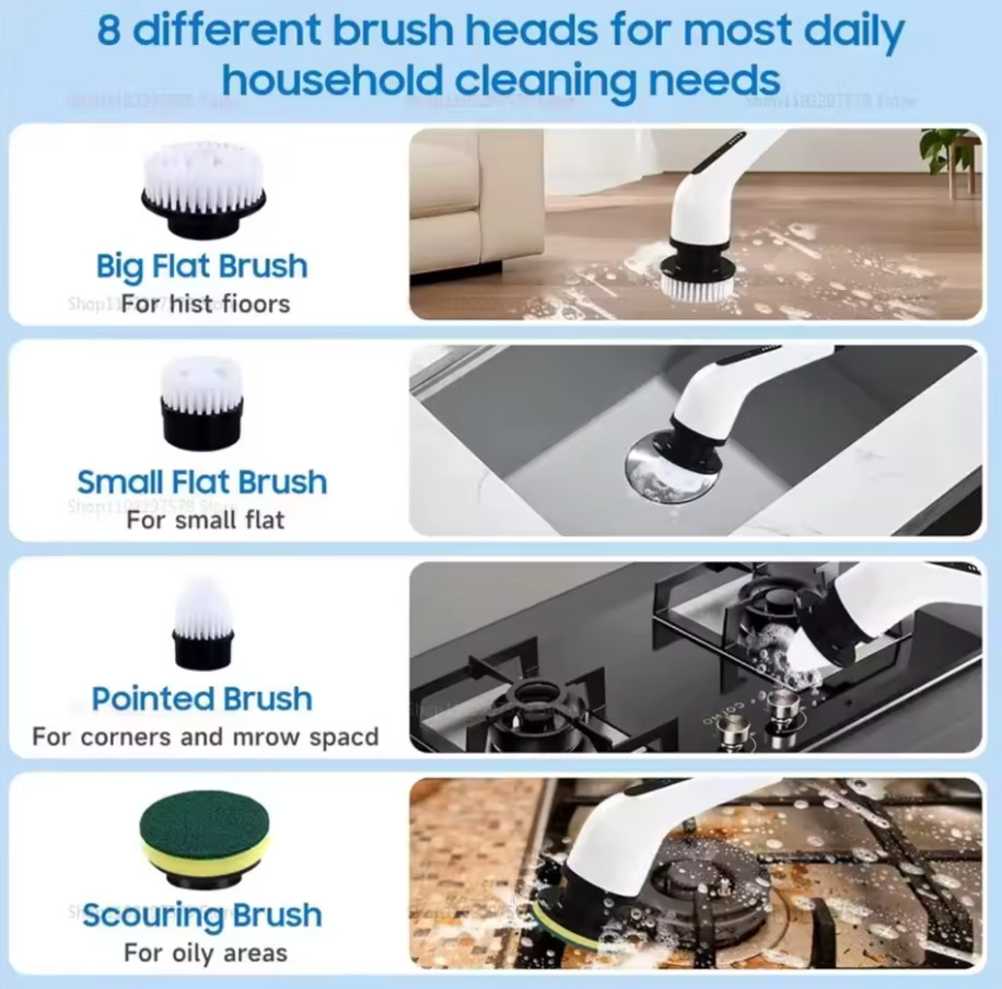 UltraScrub 9-in-1 Waterproof Electric Cordless Spin Scrubber Cleaning Brush
