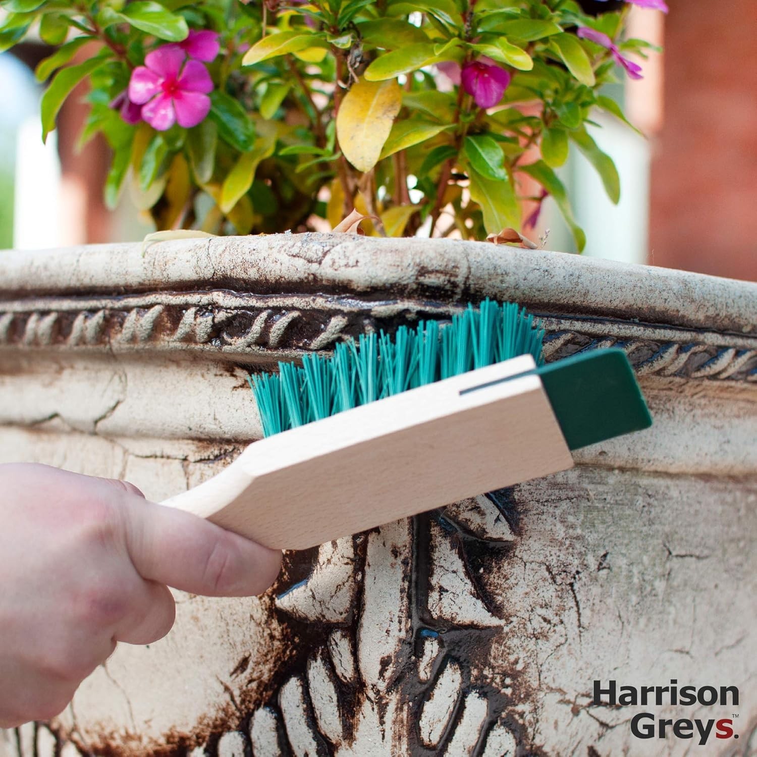 Harrison Greys Heavy Duty Scrubbing Brush Stiff Bristle Wooden Handle Scraper