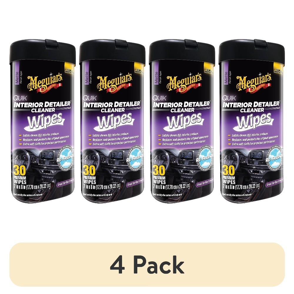 (4 pack) Quik Interior Detailer Cleaner Wipes, G13600, 30 Wipes