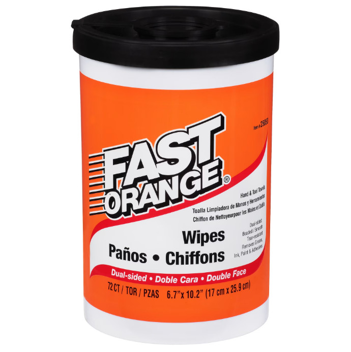 4 Pack Permatex Fast Orange Hand Cleaner Wipes, 72Ct Container Clean Scent,25053
