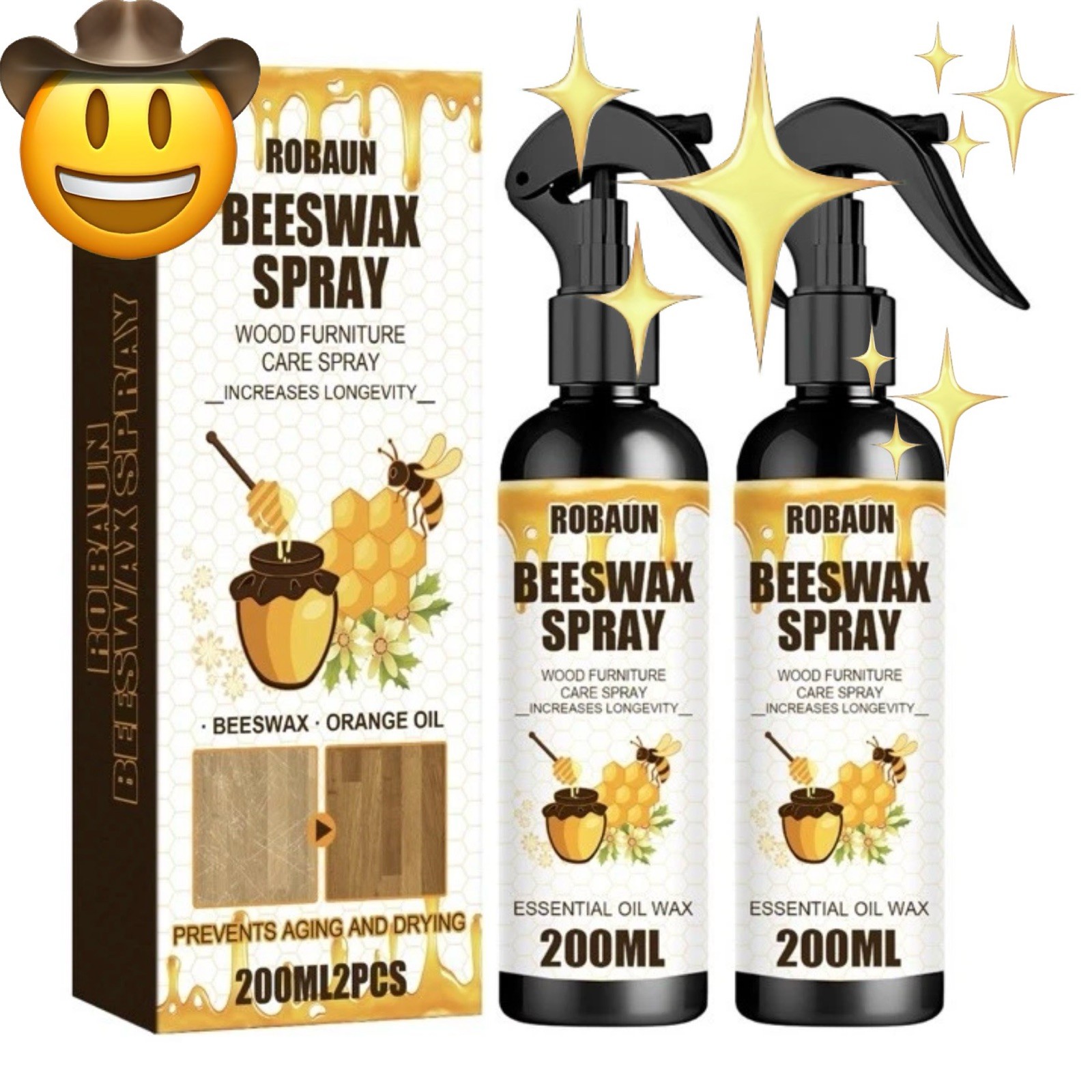 2 PACK LARGE Natural BEST Bee Wax Furniture Polish Spray Molecularized Beeswax