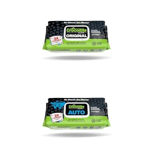 Original 100 Count Crocodile Cleaning Wipes Auto 100 Count Bundle Set for Cars