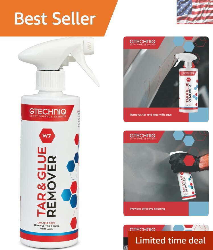 W7 Tar & Glue Remover 500ml – Effortlessly Dissolves Adhesive for Car Care