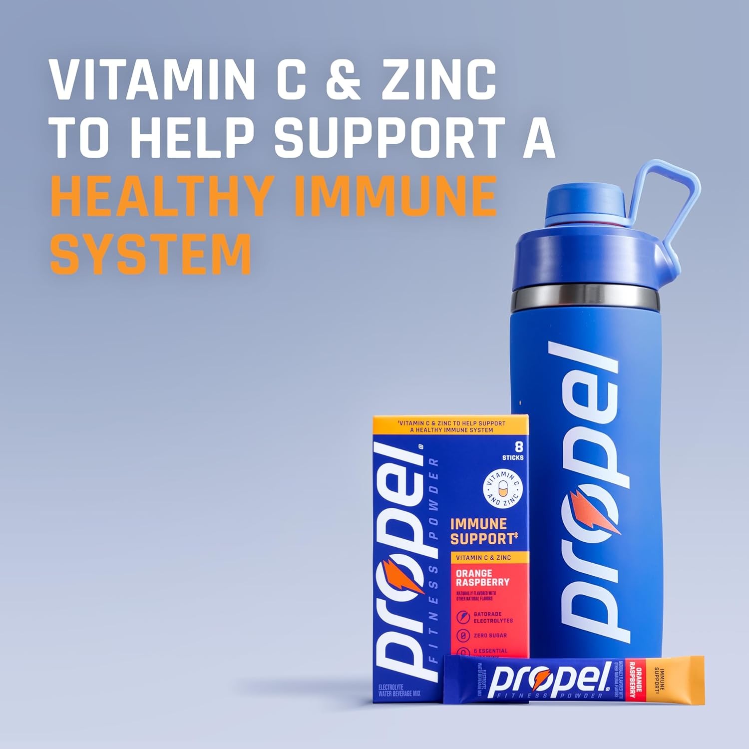 Propel Powder Packets, Immune Support, Orange Raspberry (Pack of 96)