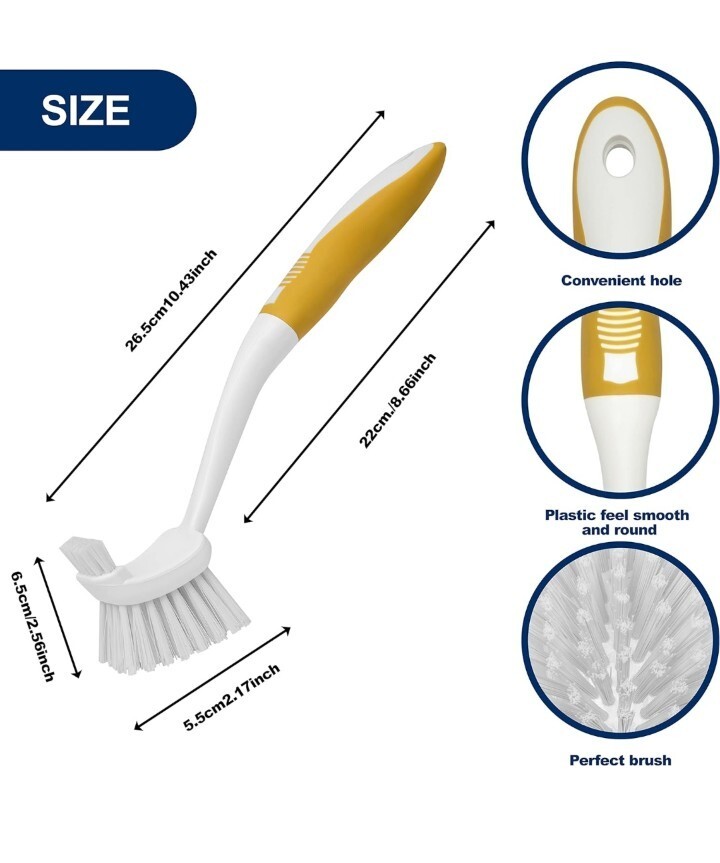 Klickpick Home Dish Cleaning Scrub Brush Scrubbing Brushes with Stiff Bristles