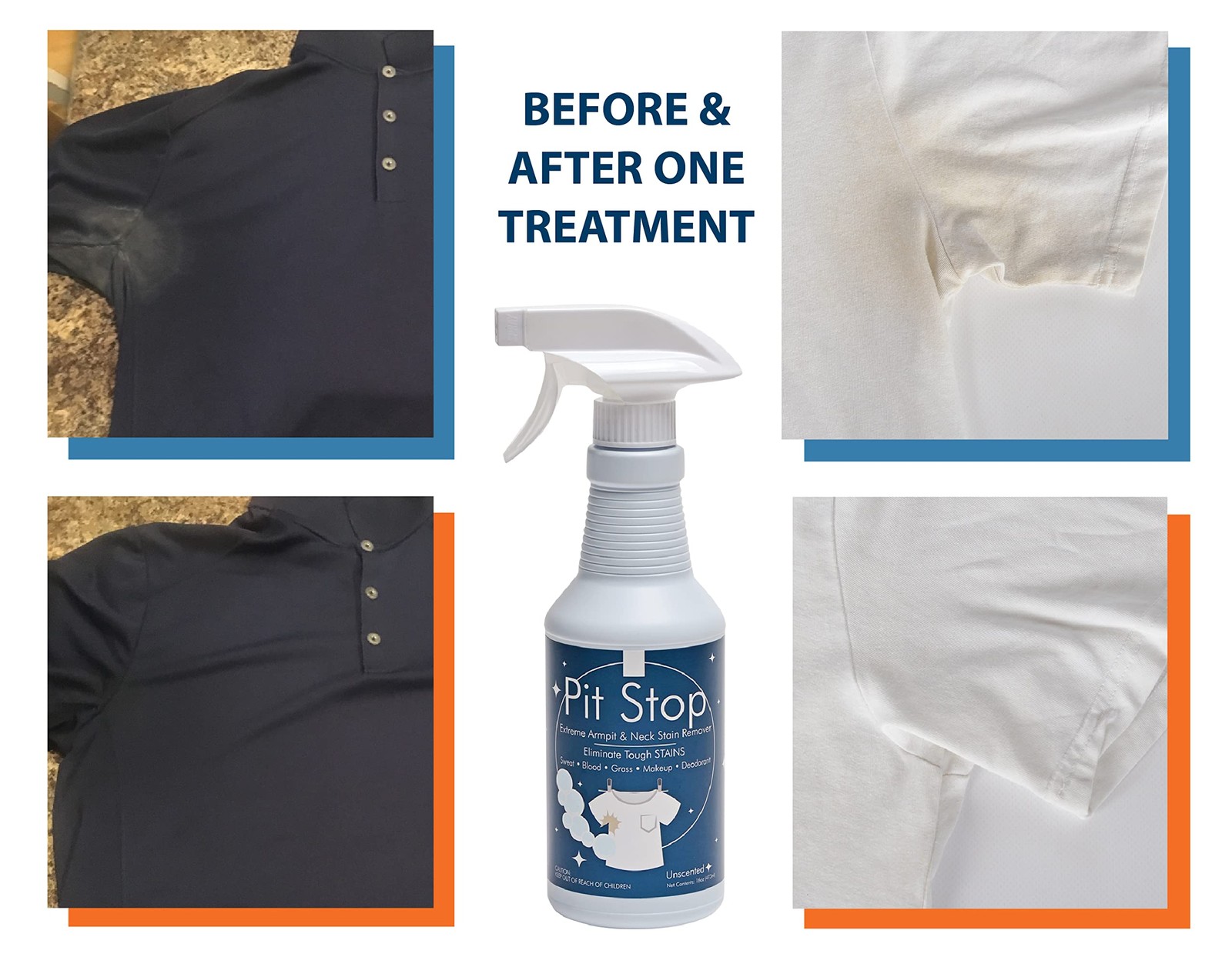 Pit Stop, Sweat Stain & Deodorant (Antiperspirant) Armpit Stain Remove