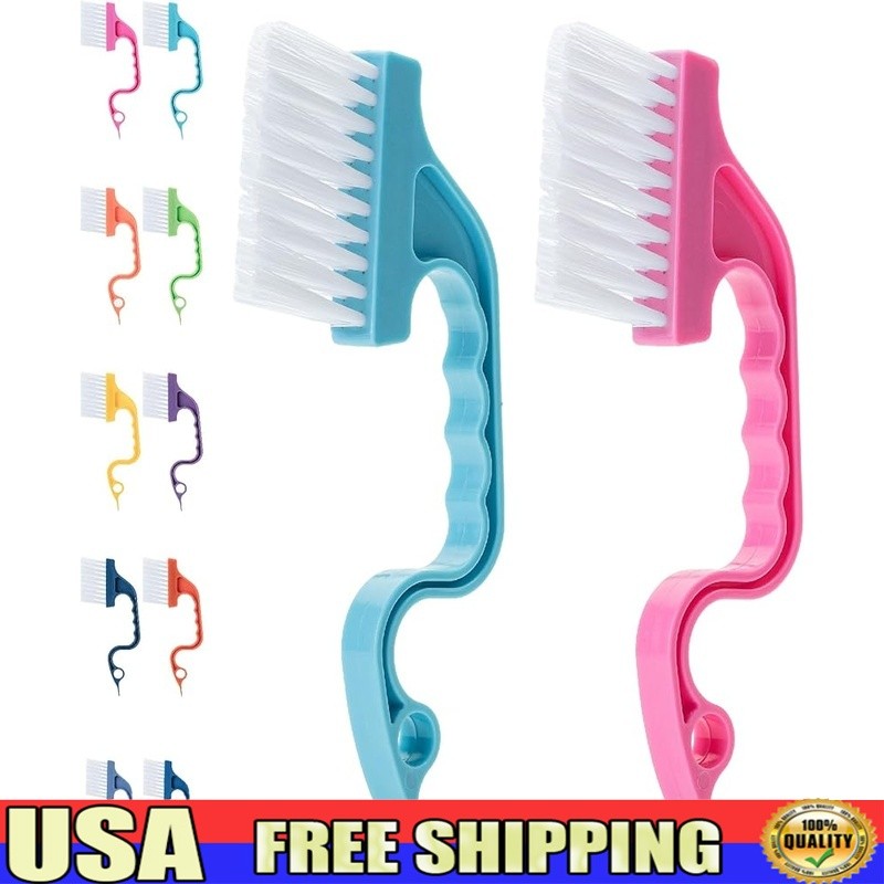 Window Track Cleaning Brush 2 Pack Ergonomic Handle Built-in Scraper Multi Tool