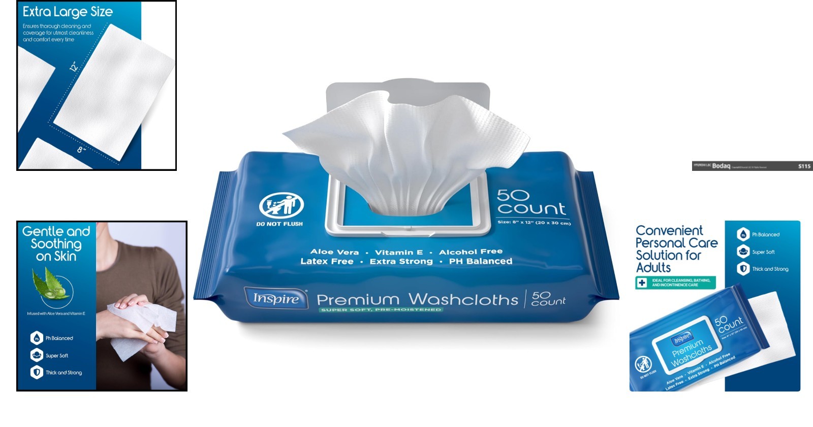 Gentle Cleansing Aloe Wipes for Incontinence – 50 Oversized Disposable Cloths
