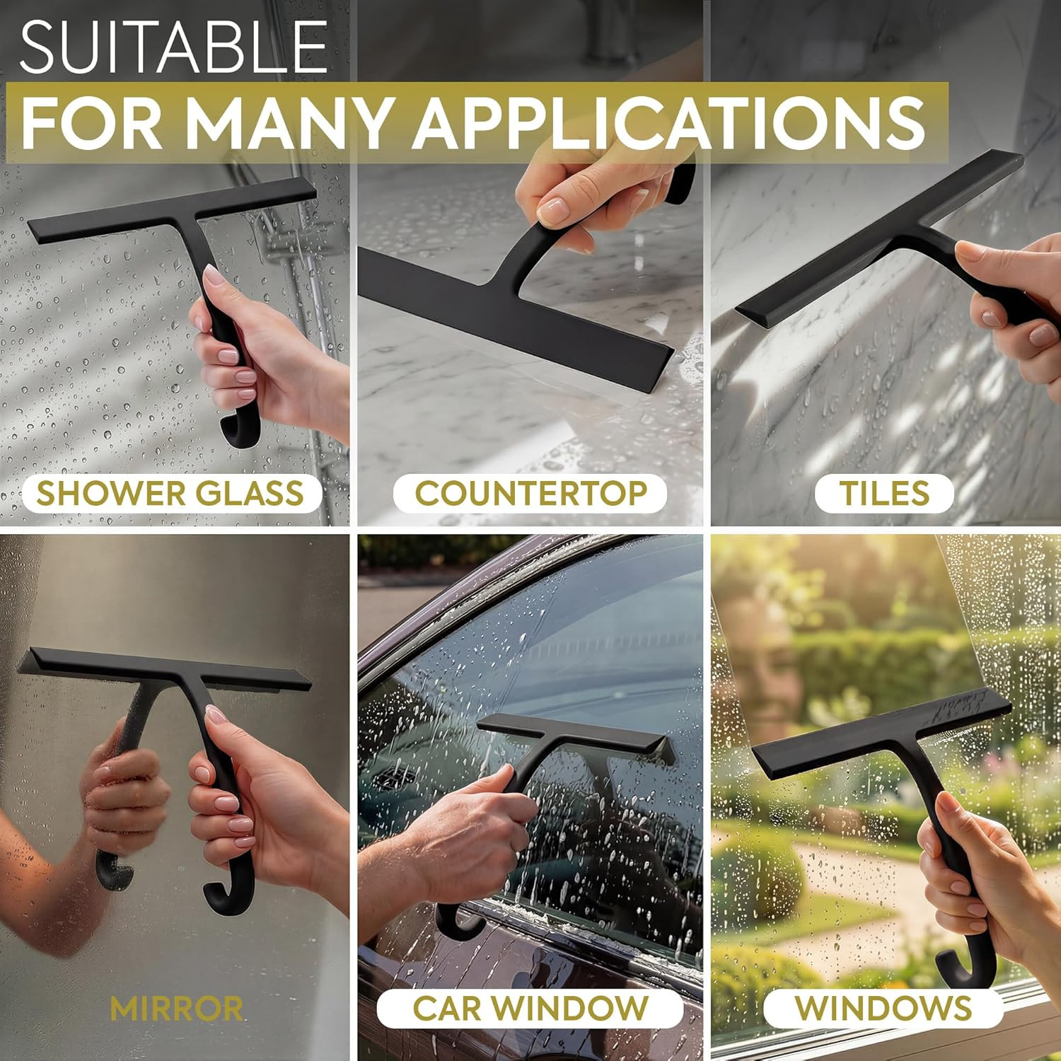 Shower Squeegee for Glass Doors – Bathroom Squeegee for Shower Glass & Tile Wall