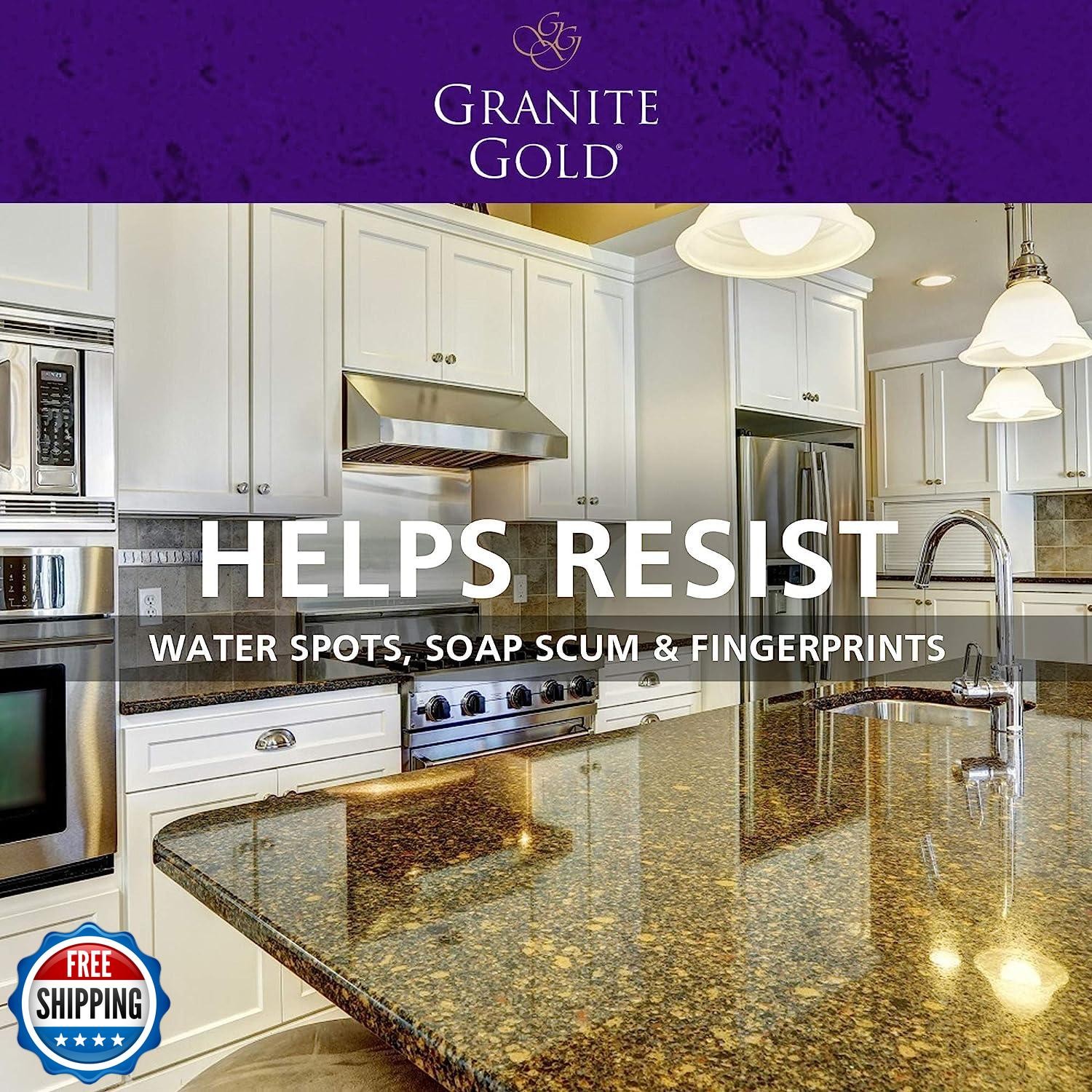 Granite Gold Polish Spray, Streak-Free Shine for Granite, Quartz, Marble, Tra
