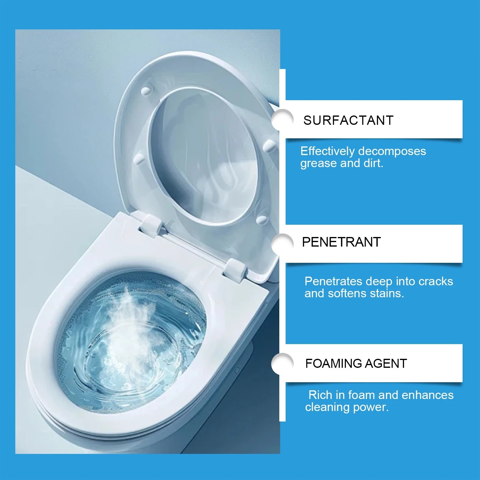 1-4x Splash Foam Toilet Bowl Stains Cleaner Powder 100g Remove Odor Stains Fresh