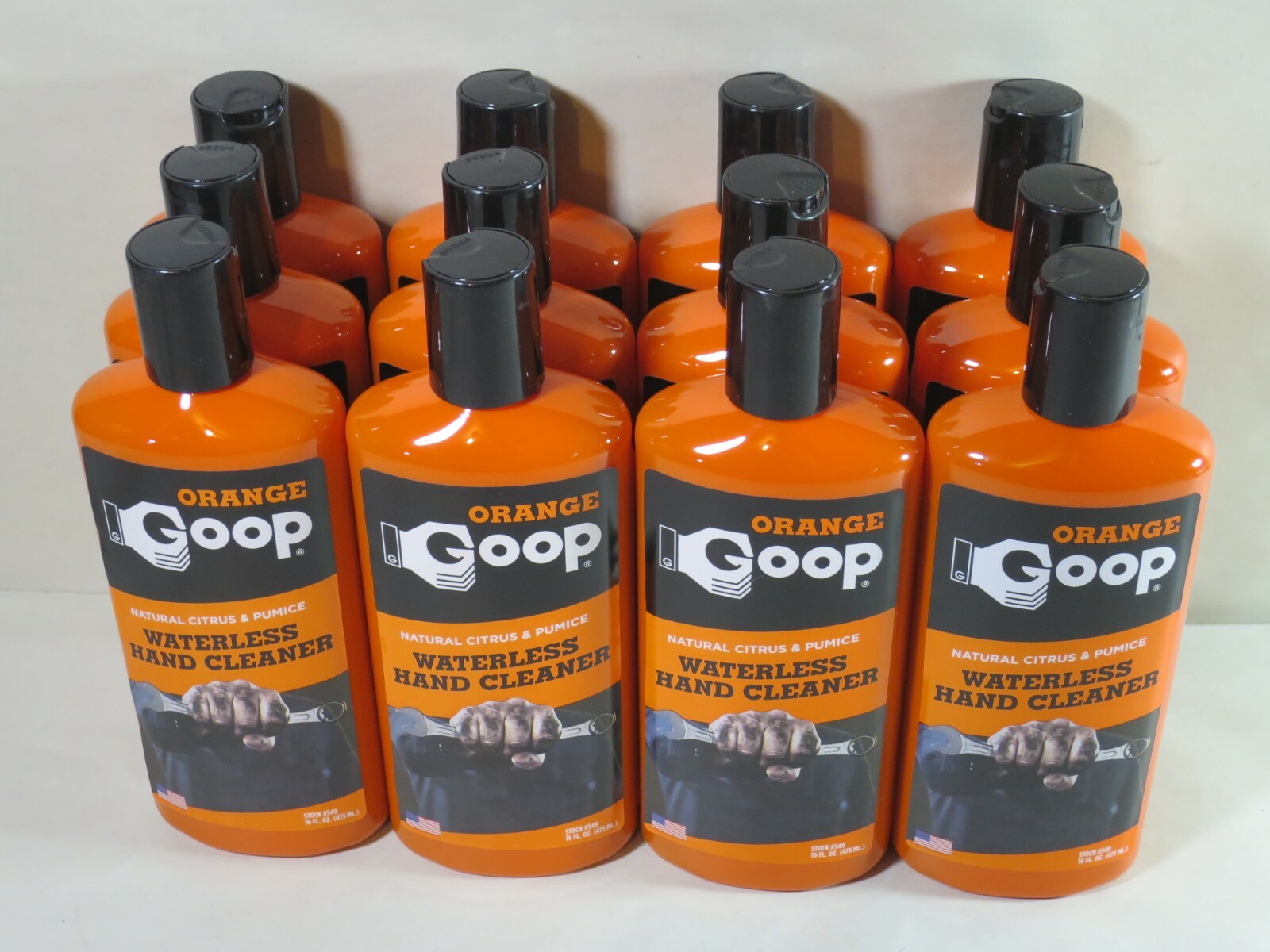 Orange Goop 549 Waterless Hand Cleaner w/Natural Citrus & Pumice 16oz Case of 12