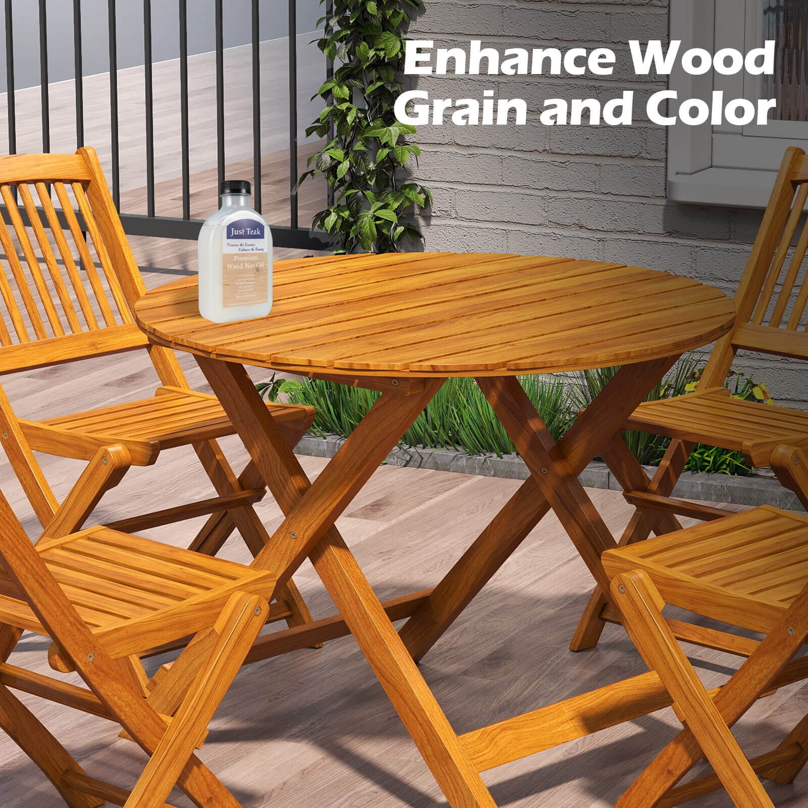 Wood Wax Oil Cleaner and Brightener for Outdoor & Indoor Furniture Teak Care Kit
