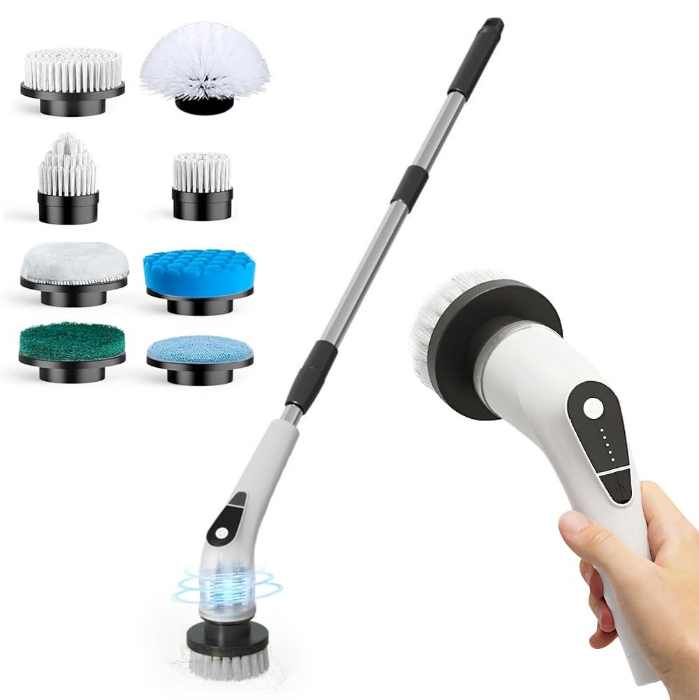 Spin Scrubber, 5-Speed Power Spin Cleaner with 8 Replaceable Brush Heads, IPX…