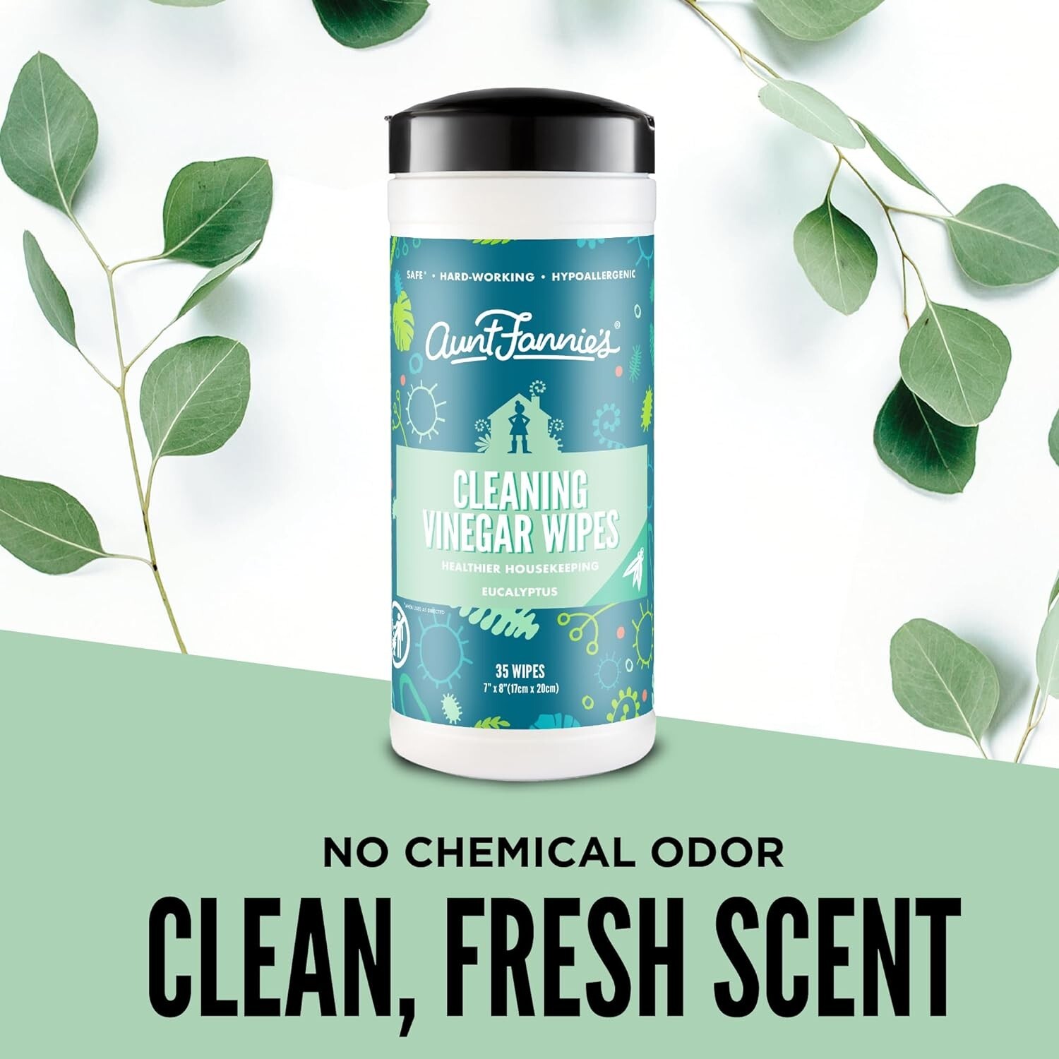 Natural Cleaning Vinegar Wipes, Multipurpose Surface Cleaner, Eucalyptus Scen…