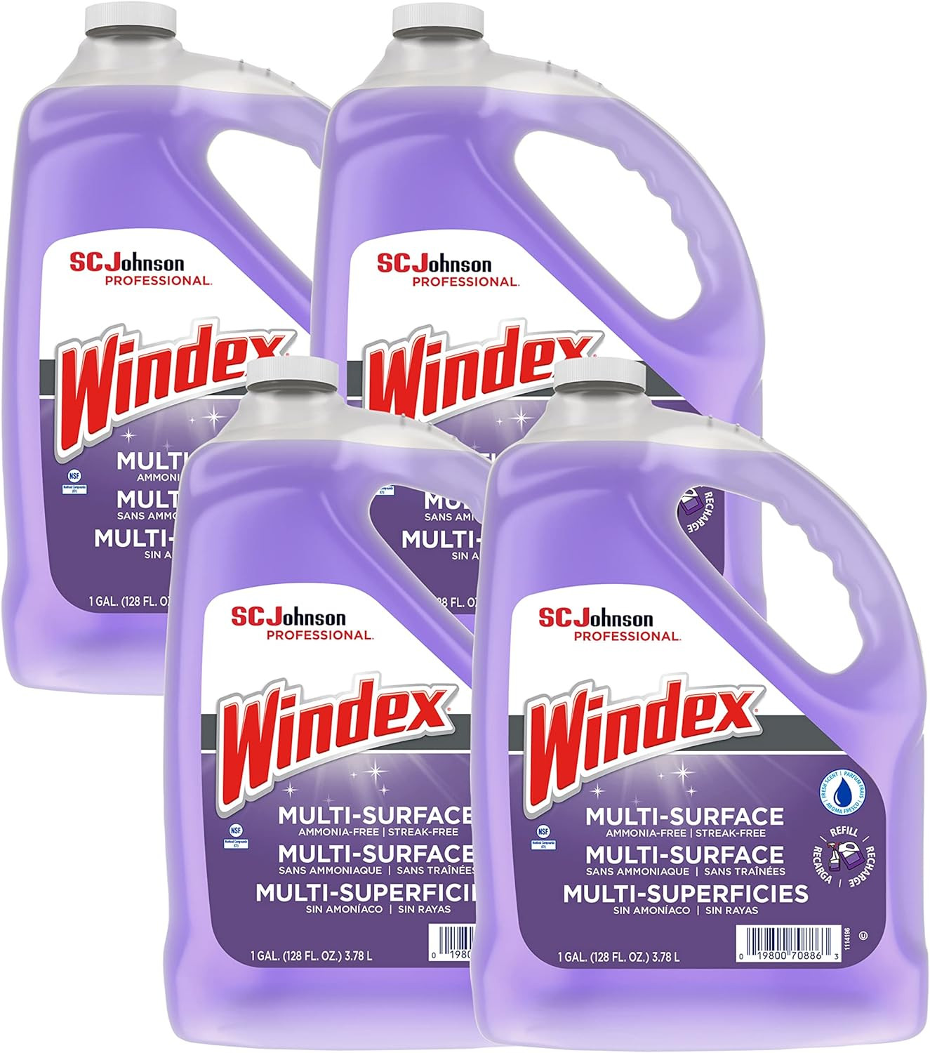 , Windex Ammonia-Free Glass, Window & Surface Cleaner Refill, 1 Gallon/128 Oz (P