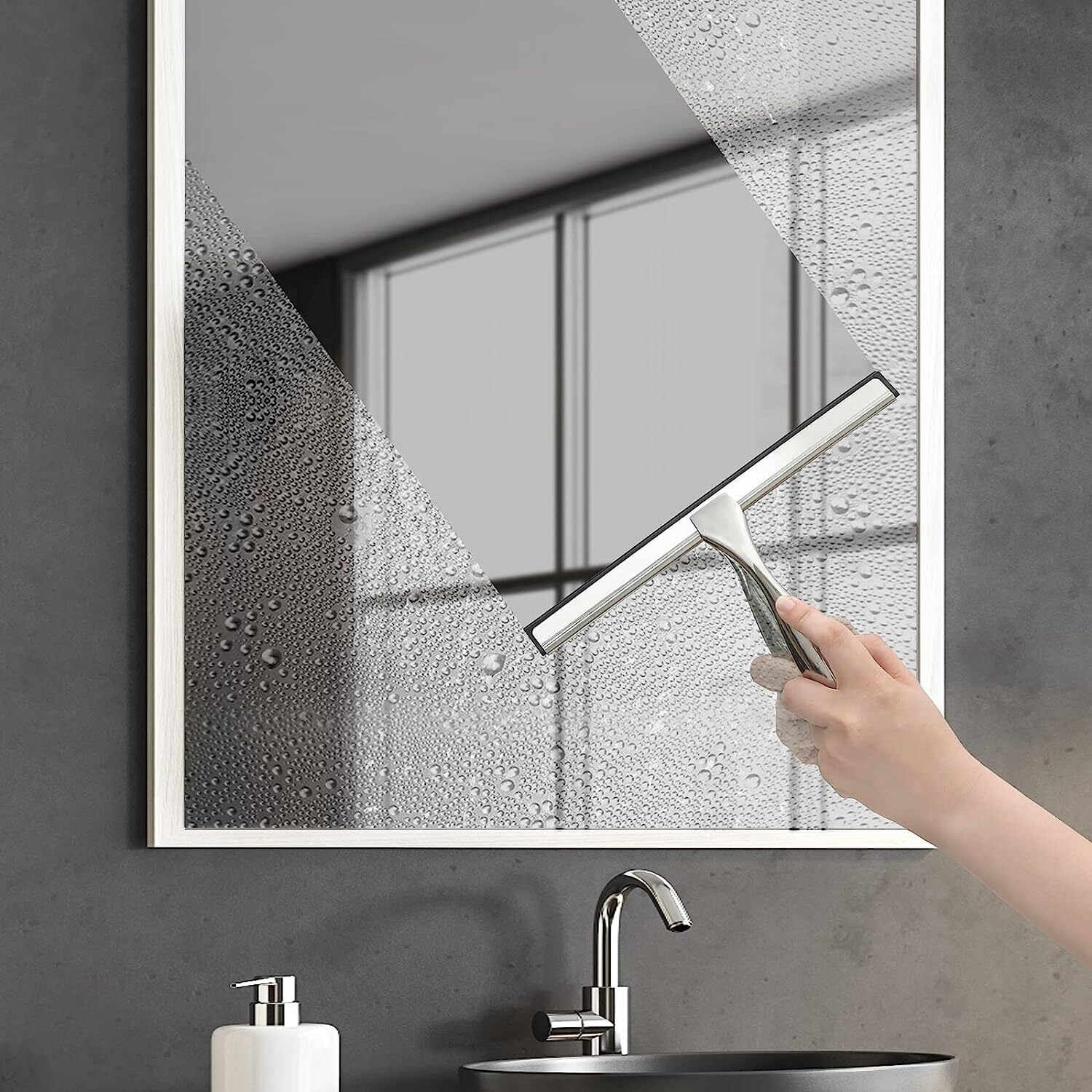 HIWARE All-Purpose Shower Squeegee Shower Doors Cars Stainless Steel12 inches