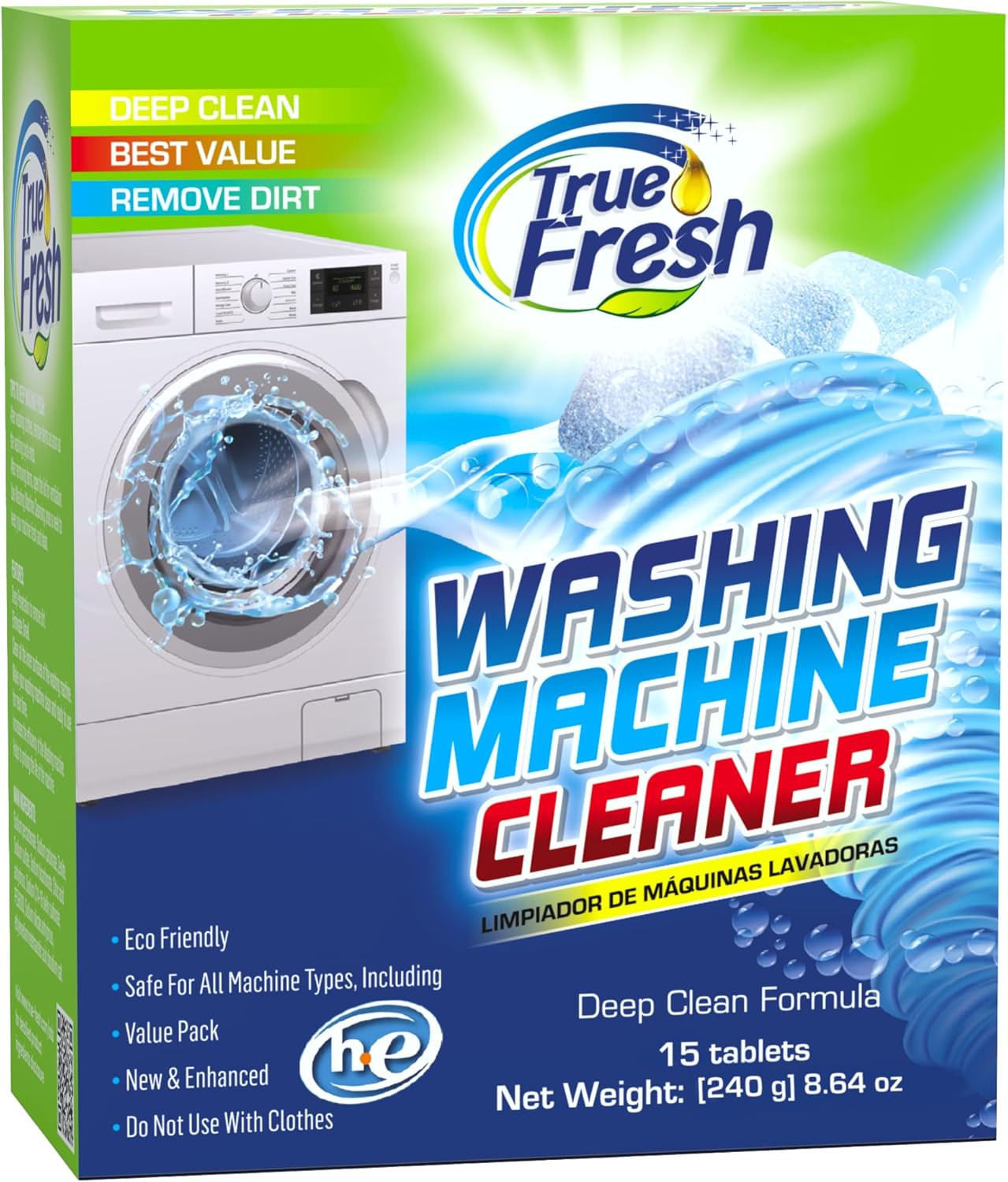 True Fresh Washing Machine Cleaner Tablets 25 Pack for Front Load, Top Load & HE