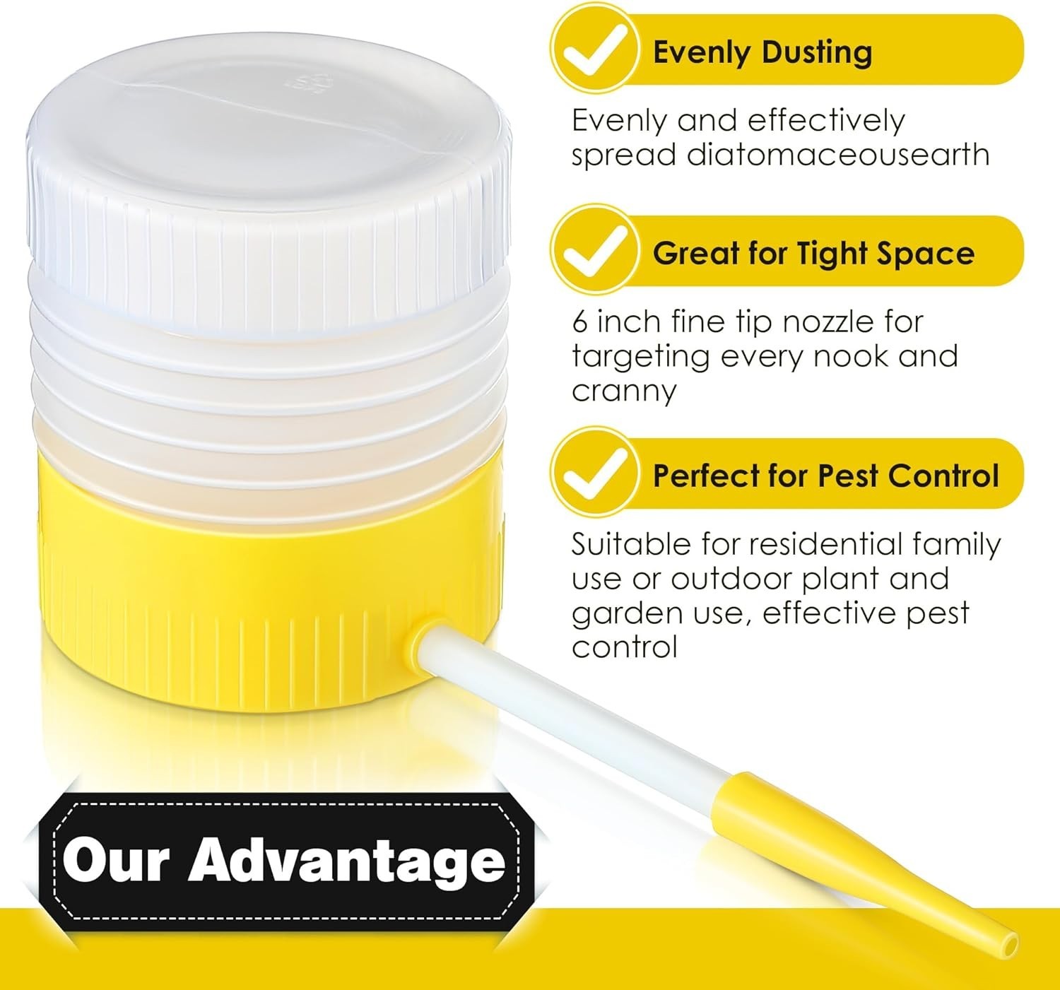 Diatomaceous Earth Powder Duster – 6 Inch Nozzle for Effective Pest Control