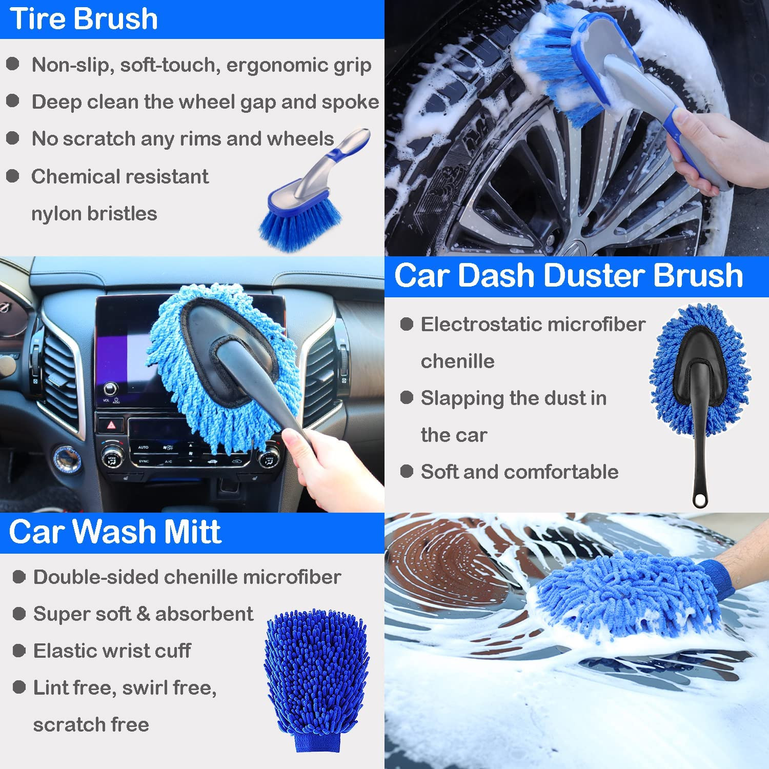26Pcs Auto Cleaning Brush Set – Interior/Exterior, Wheels Drill Brushes, Buffing