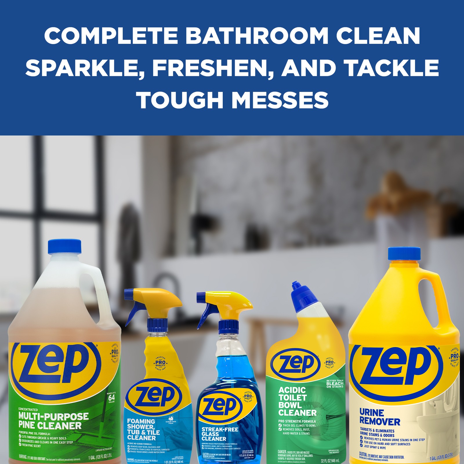 Zep Foaming Shower Tub and Tile Cleaner – 32 oz (Case of 12) ZUPFTT32 – No Scrub