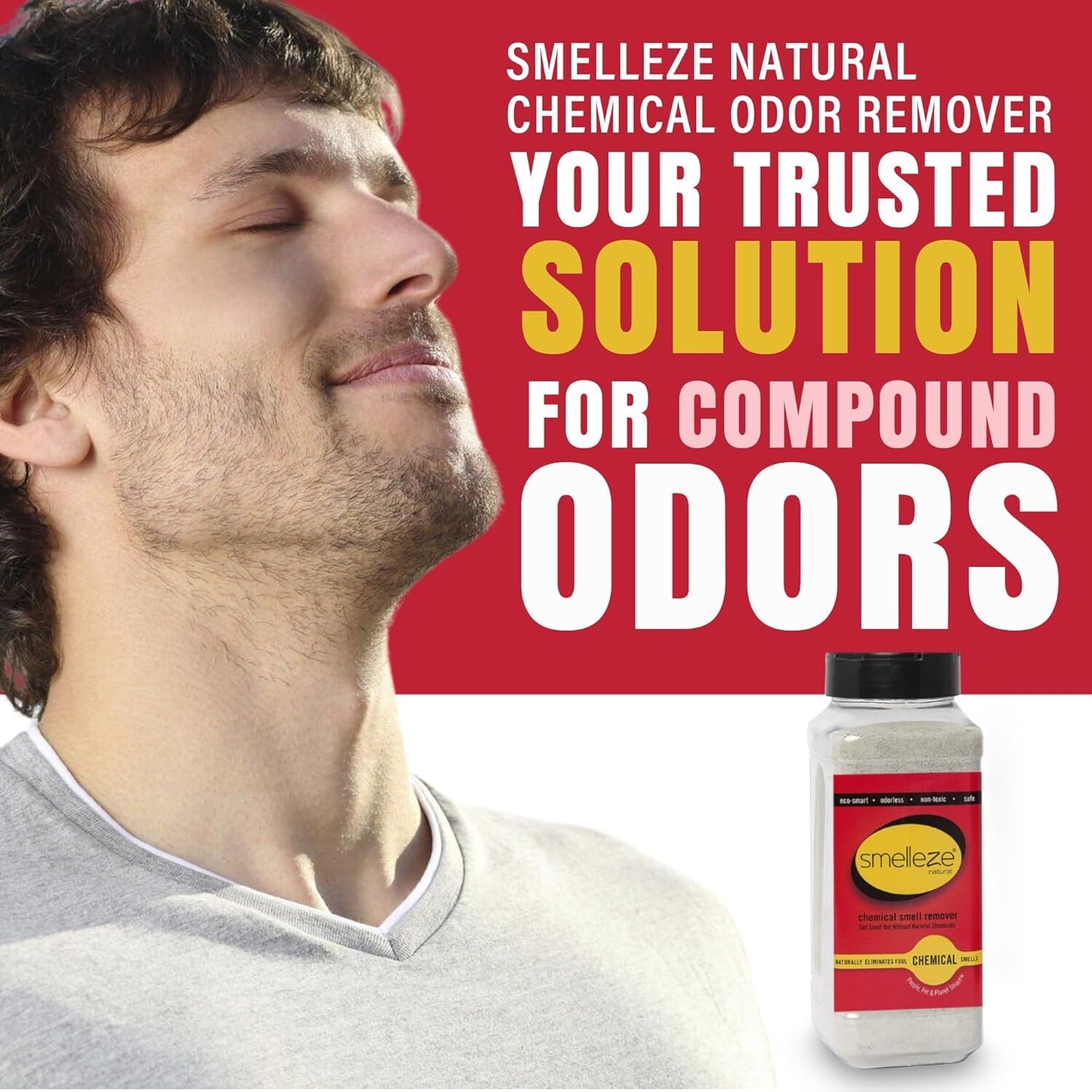 SMELLEZE Natural Chemical Odor Eliminator Powder: 2 lb. Bottle. Rid Carpet Odor