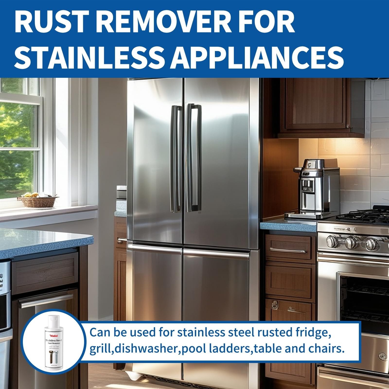 Stainless Steel Rust Stain Remover & Cleaner – 3.72 Fl Oz for Appliances, Grills
