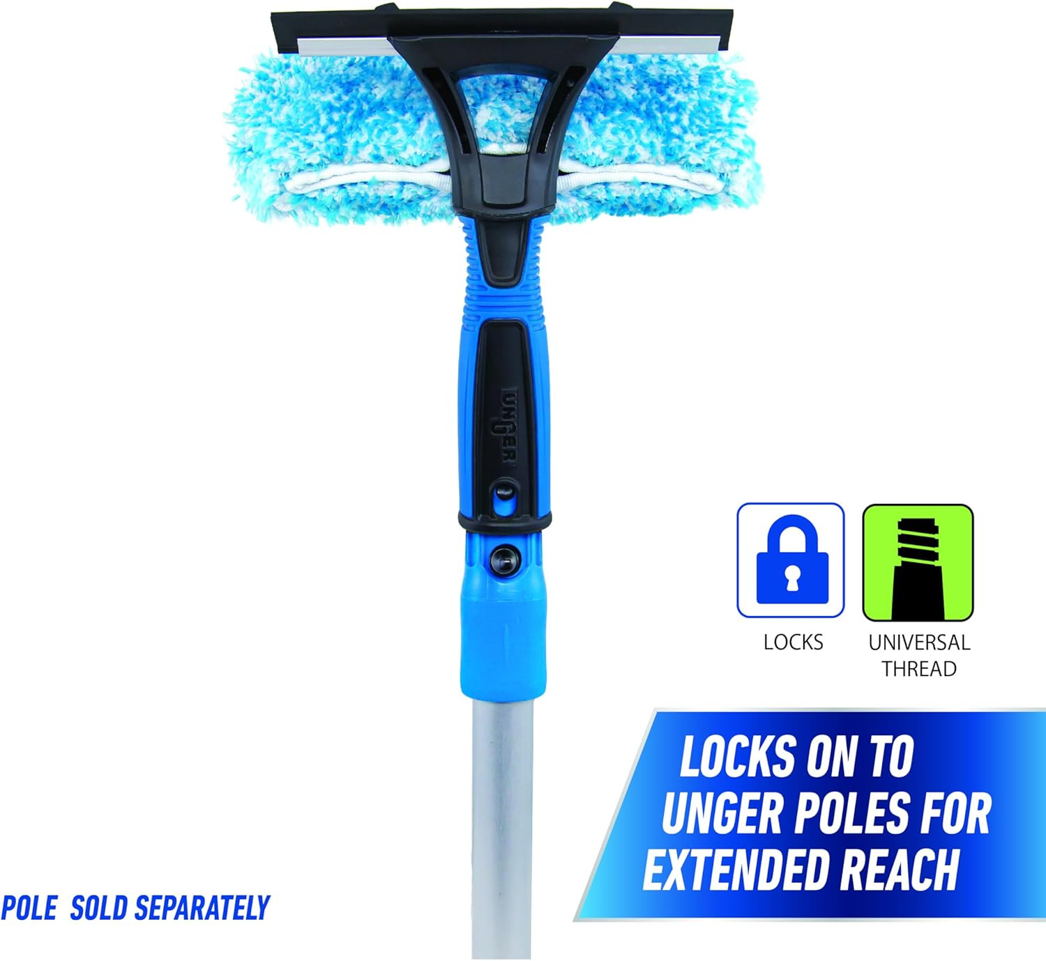 Unger Professional Connect and Clean 2-In-1 Squeegee and Scrubber, 6” Window Cle