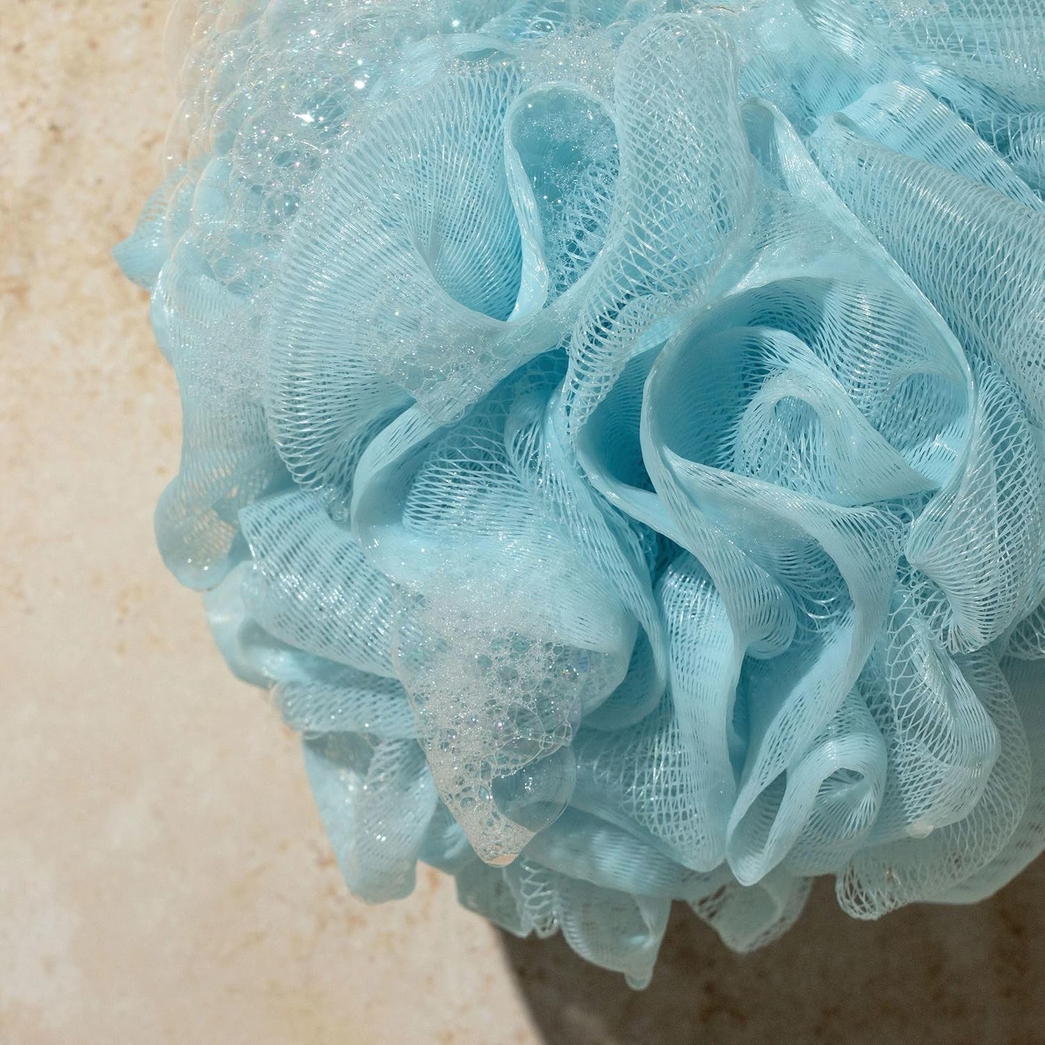 EcoPouf Bath Spon Set, Soft Recycled Netting Shower Poufs for