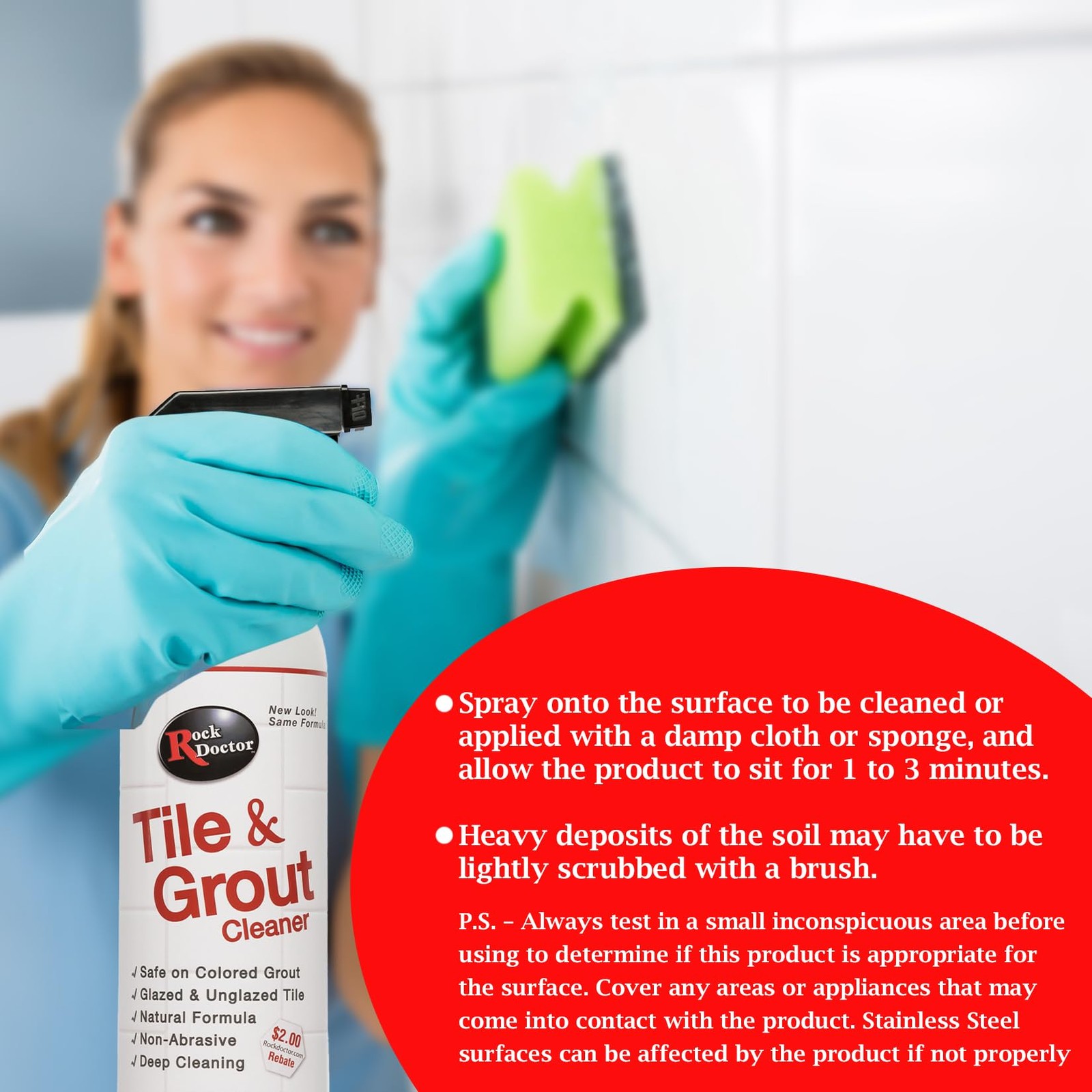Natural Tile and Grout Cleaner, Remove Stains Dirt, Oil, and Soap Scum, Heavy…
