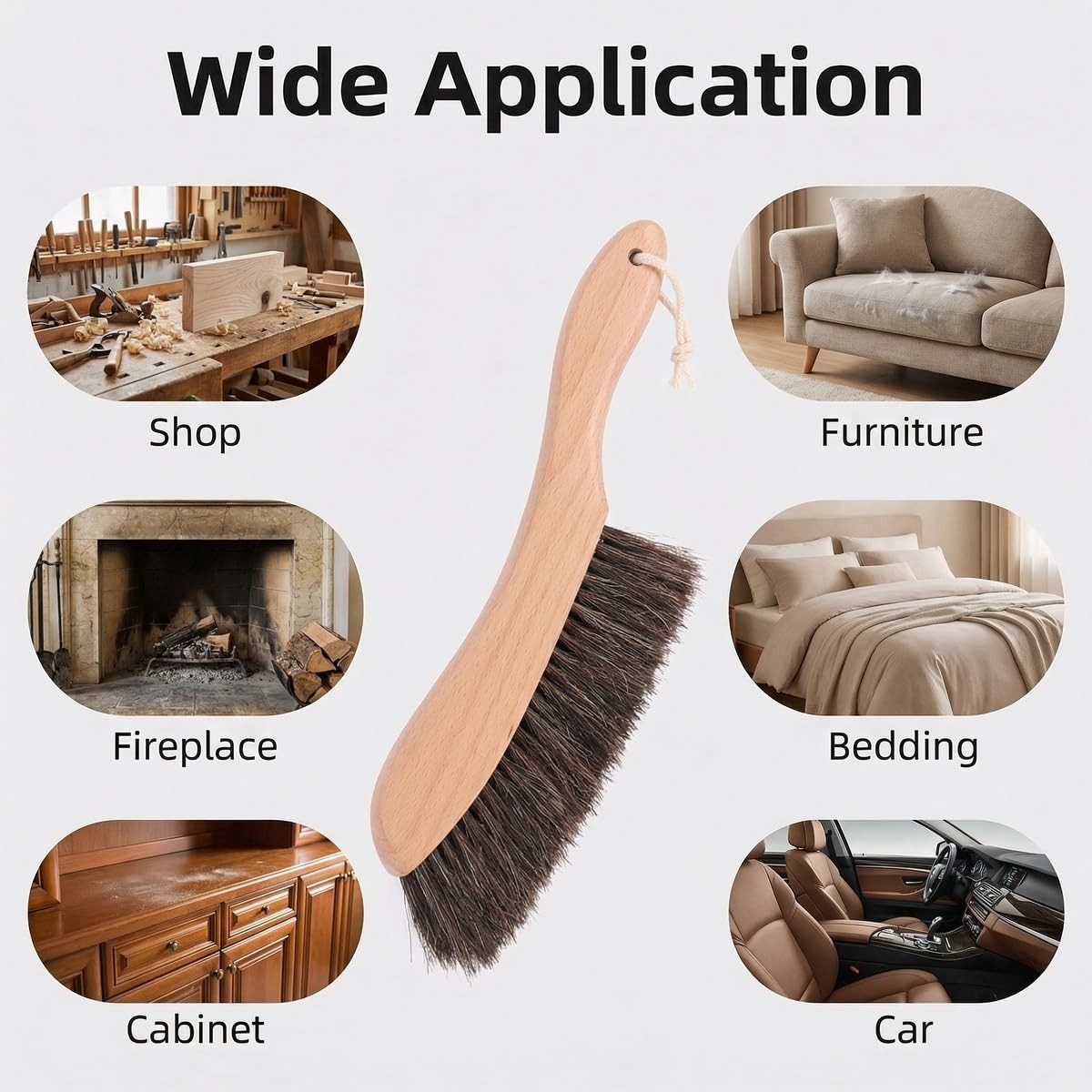 Horse Hair Hand Broom, Woodworking Bench Cleaning Brush, Fireplace Dust Brush,