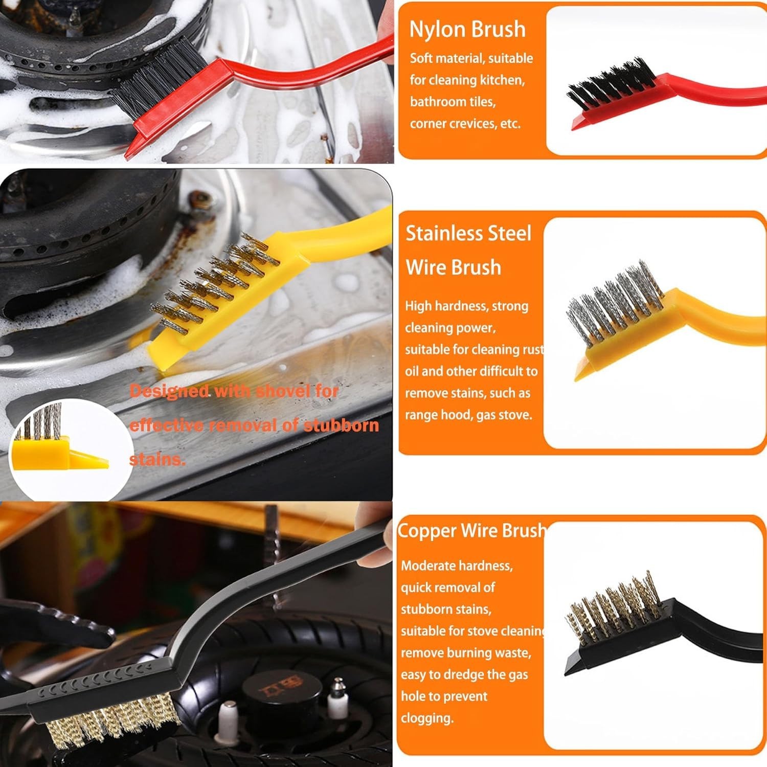 9 Pcs Hard Bristle Crevice Cleaning Brushes for Household Use, Gap Cleaning Brus