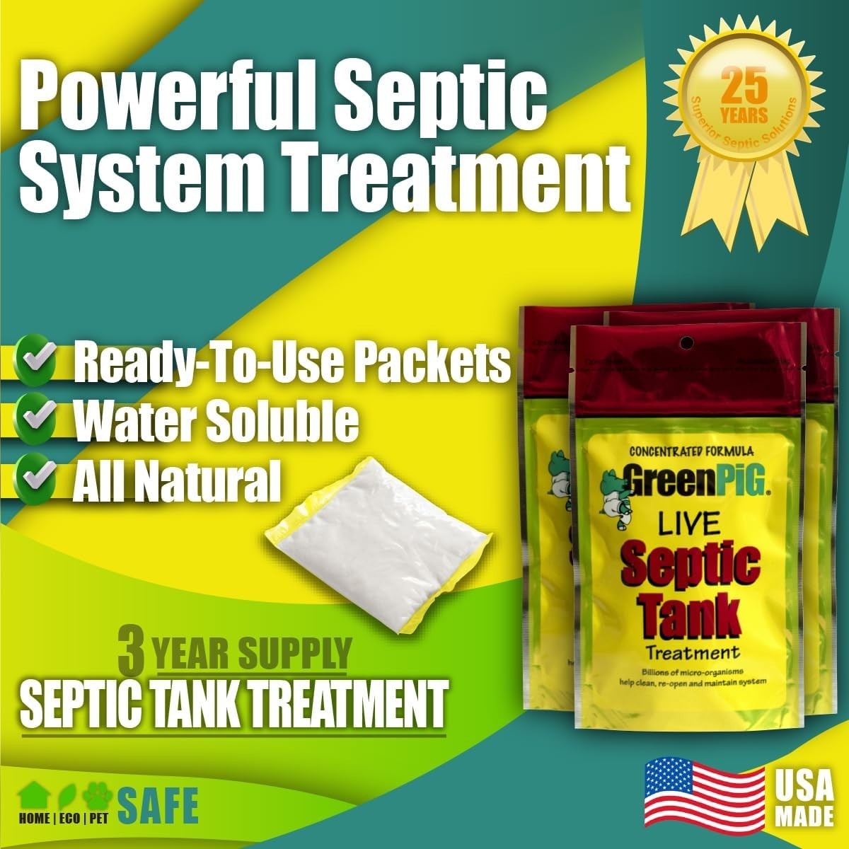 -Enzyme Septic Treatment – 12 Flush Packets, Odor Control