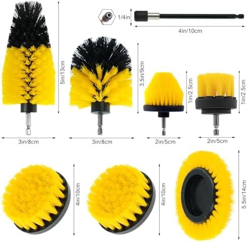 8 Pcs Drill Brush Attachment Set, Power Cleaning Scrub Brush Kit with Extend Lon