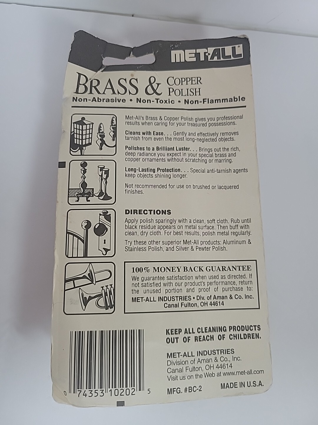 Met-All Brass & Copper Polish 2.5 oz. Tube New in Package NOS