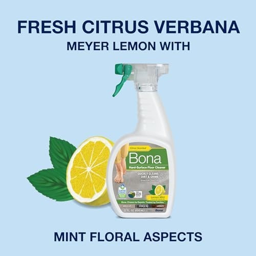 Multi-Surface Floor Cleaner Spray 32 oz Lemon Mint Residue Free For Tile