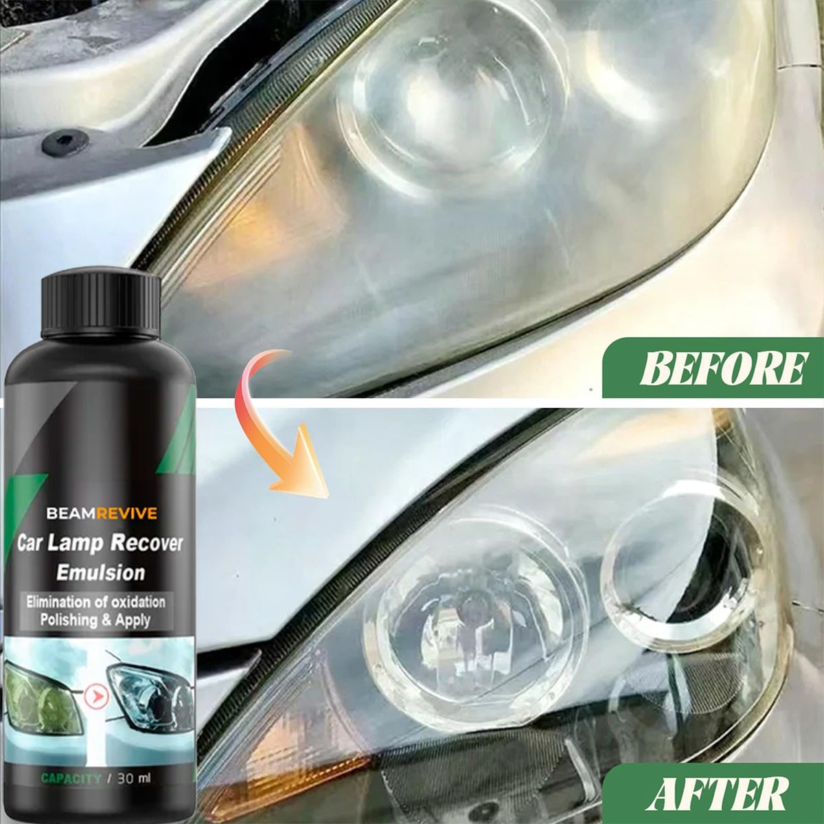 BeamRevive Car Lamp Cleaning & Polishing Solution – No-Sand Lens Care for Foggy
