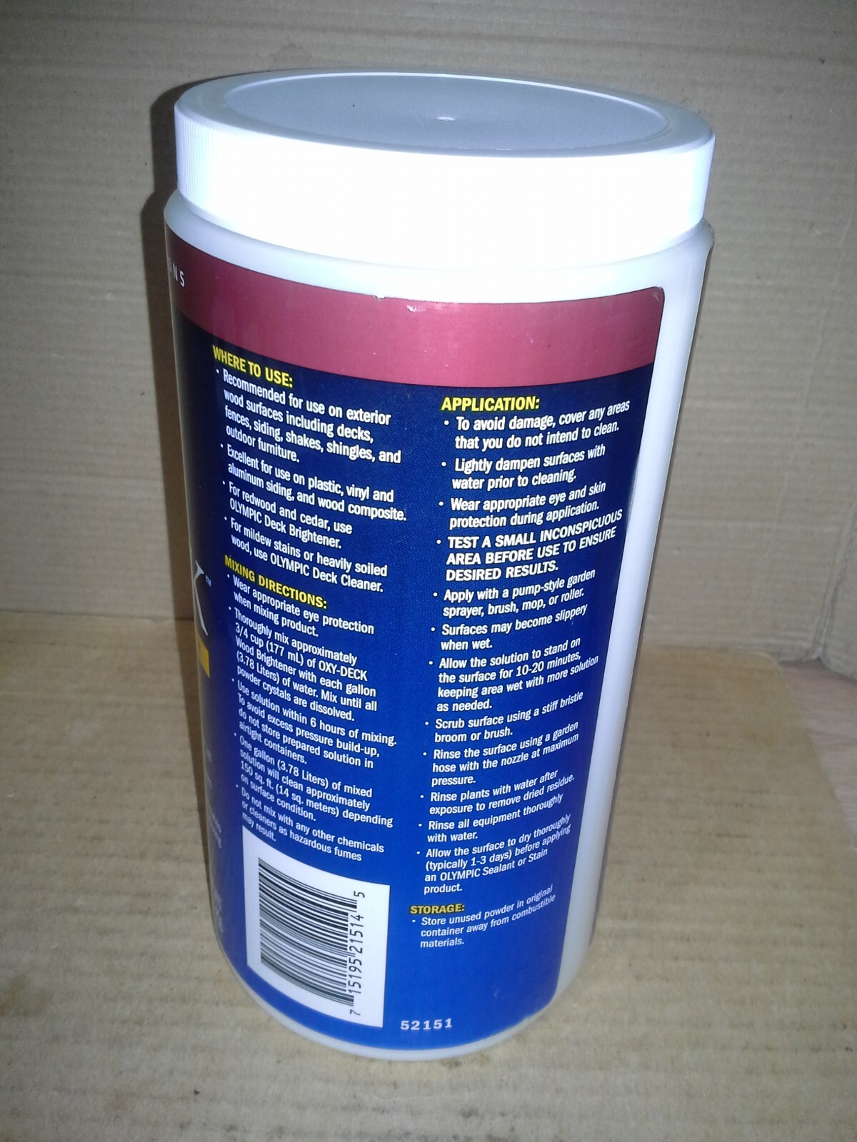 olympic 2.5 Pounds Oxy Deck Deck Cleaner -Siding-Wood Brightener. NOS